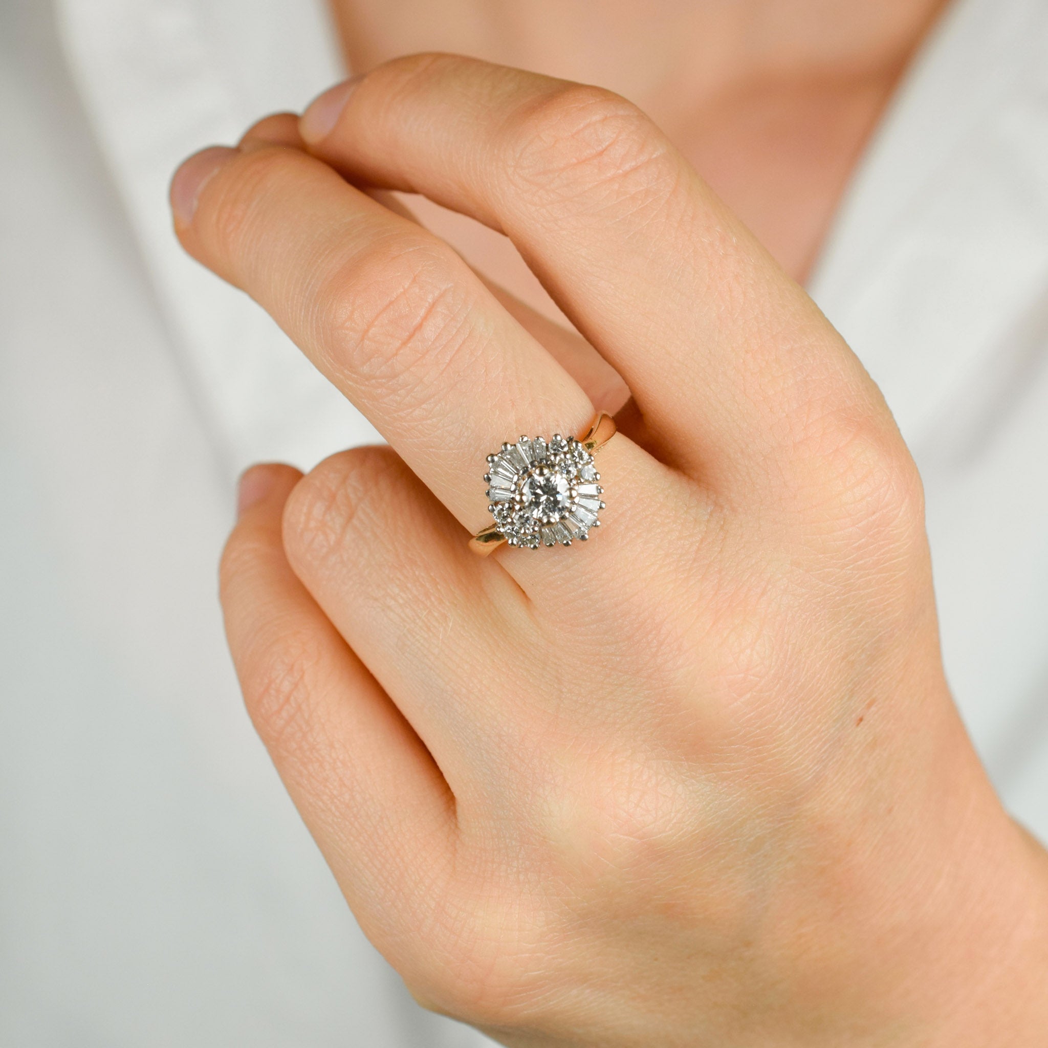 vintage diamond halo engagement ring 
