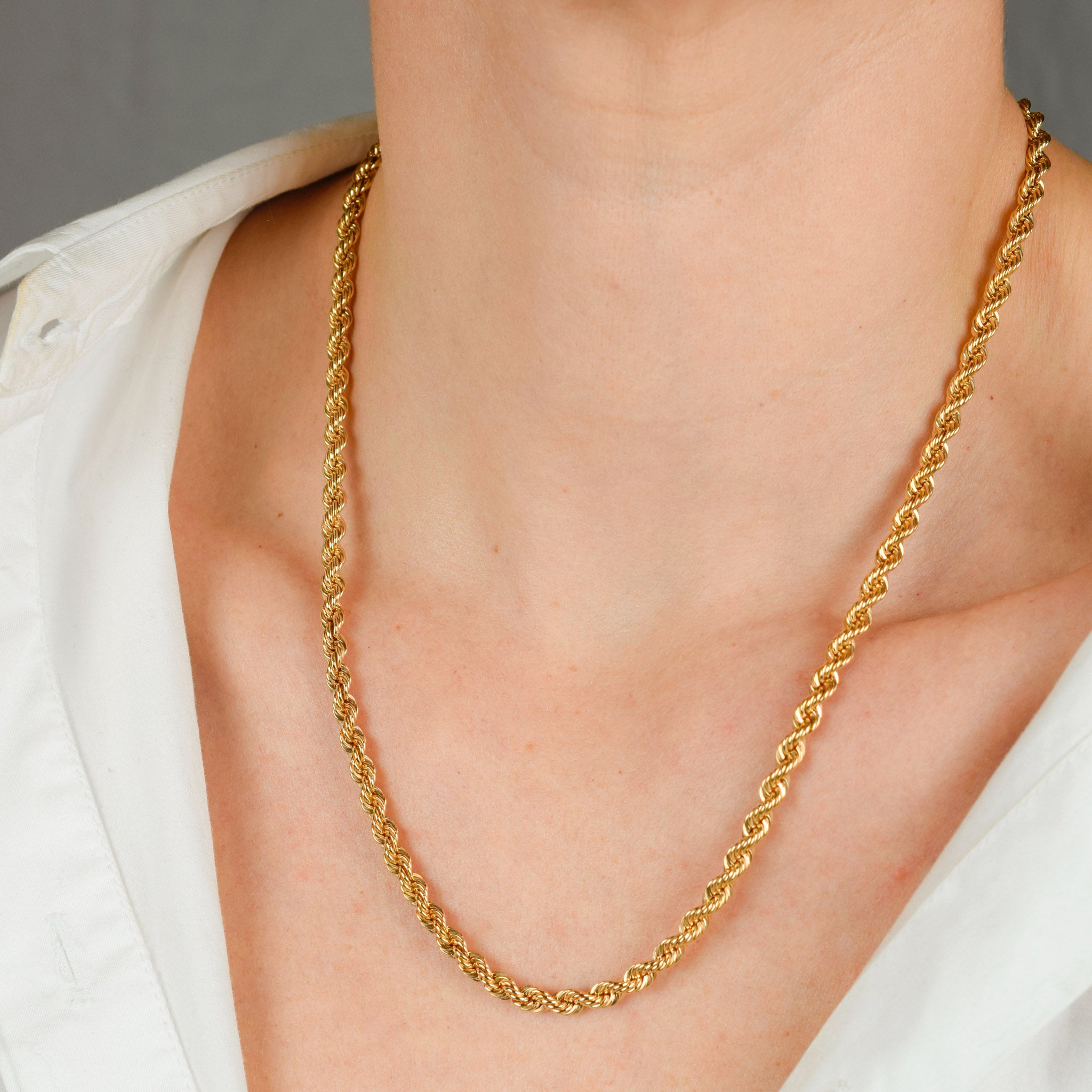 vintage 20" gold rope chain necklace