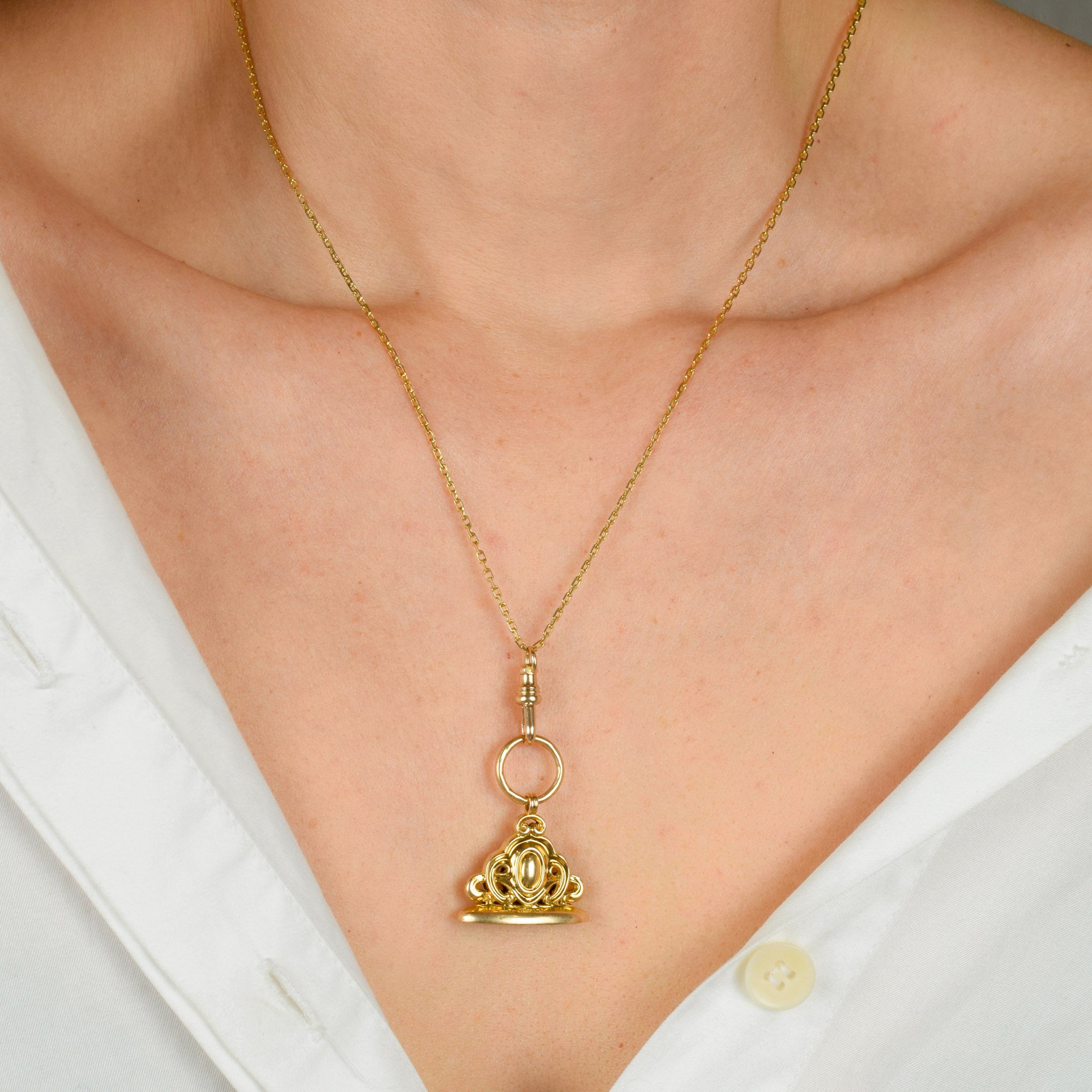 vintage gold birk's fob pendant 