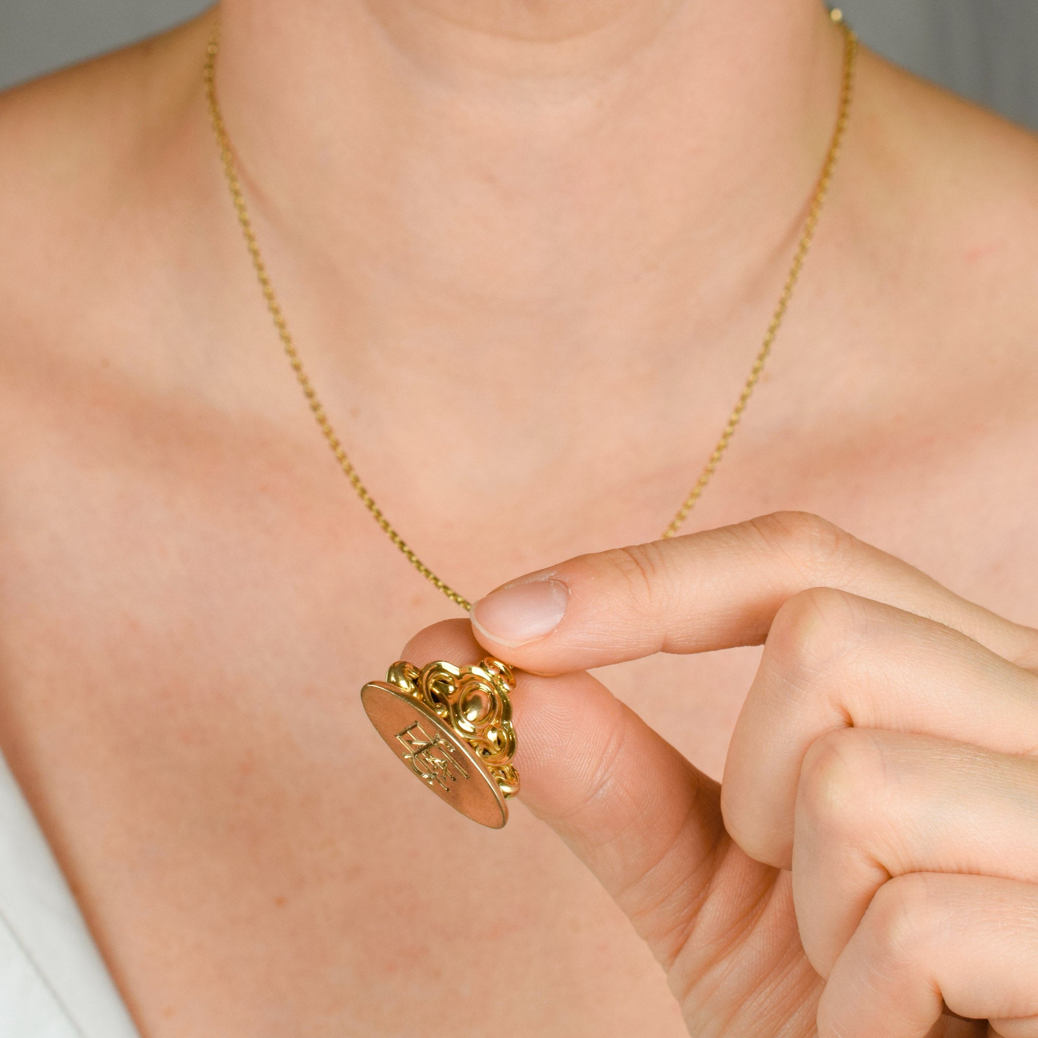 vintage gold birk's fob pendant 