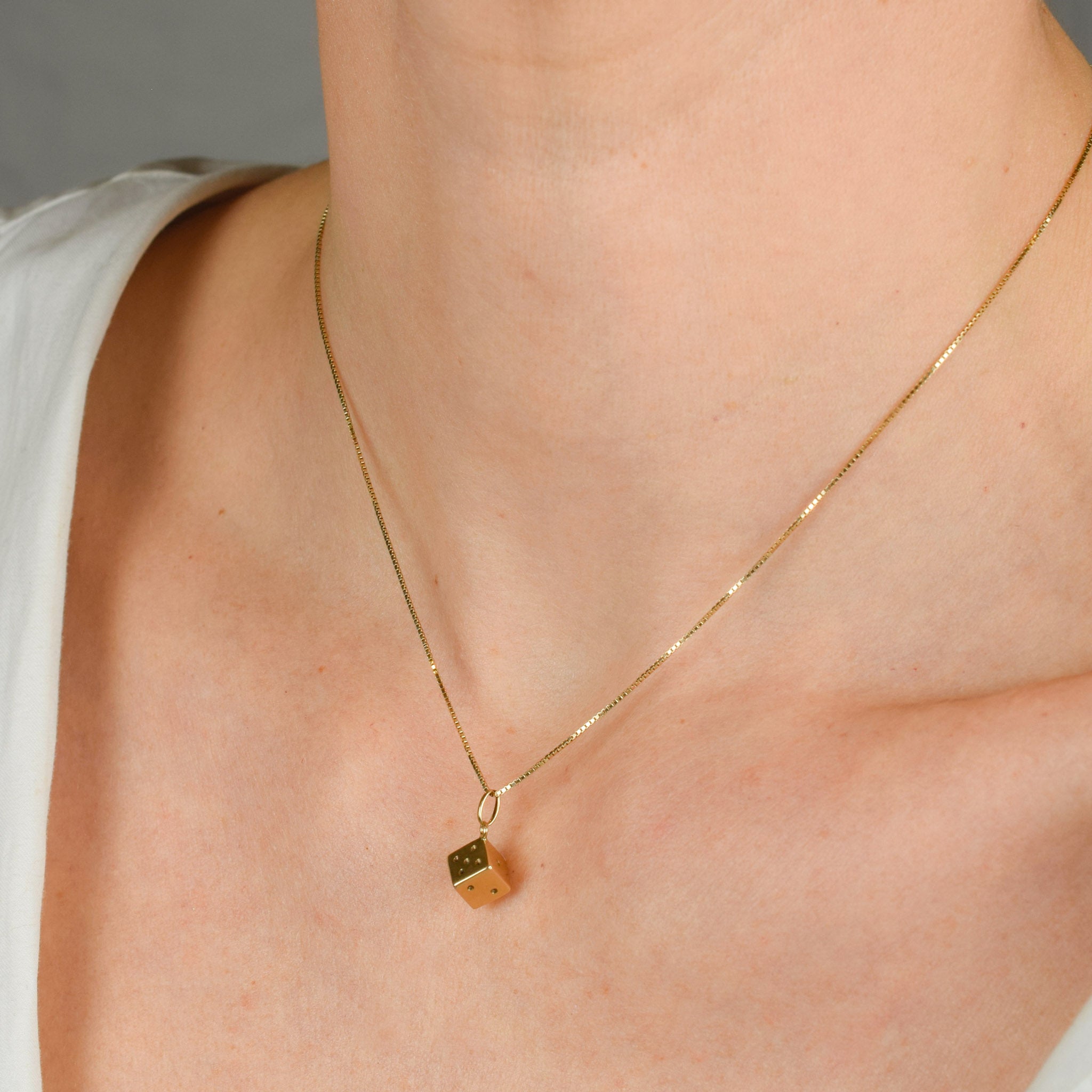  vintage gold die charm pendant 