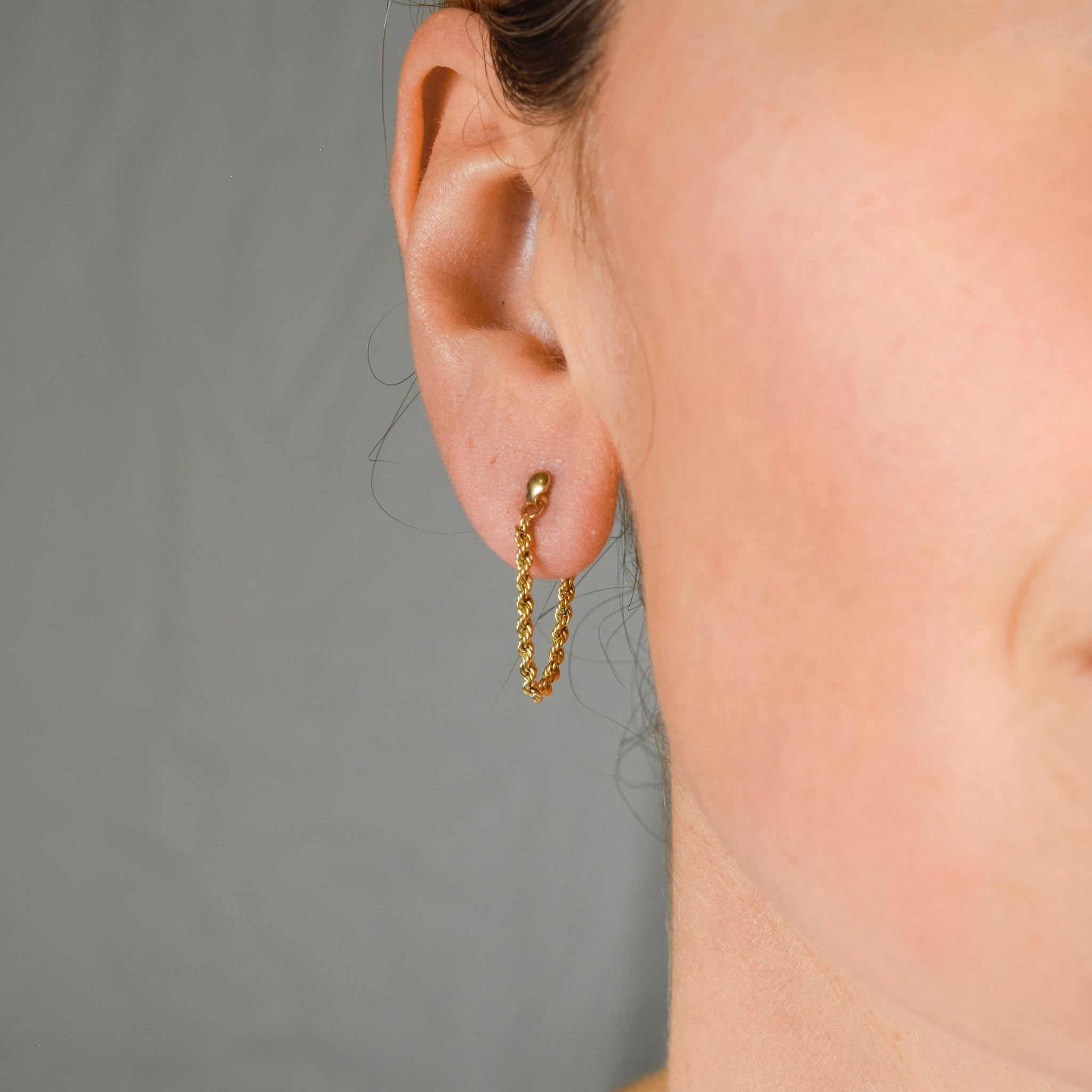 vintage gold rope hoop earrings