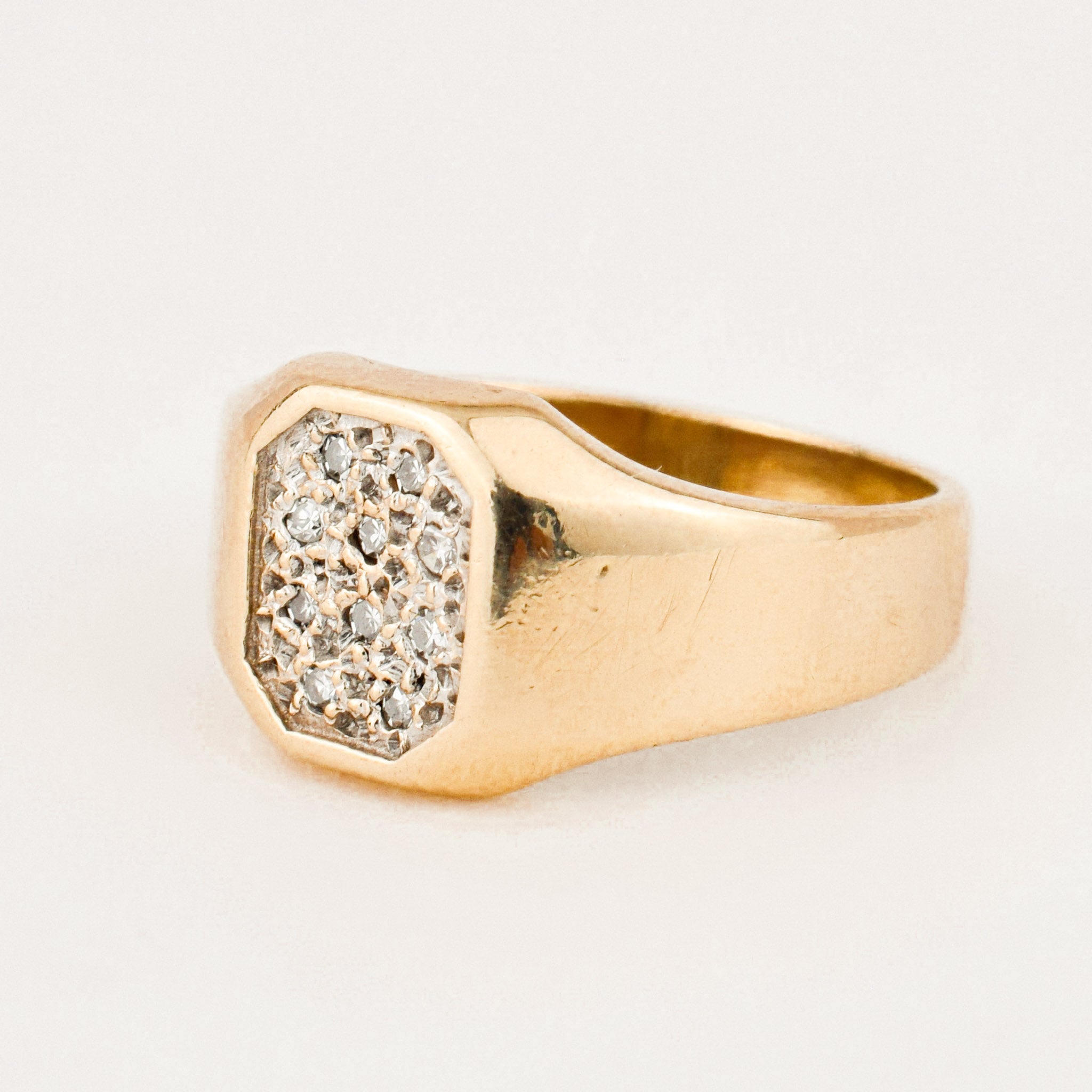 vintage gold diamond signet ring