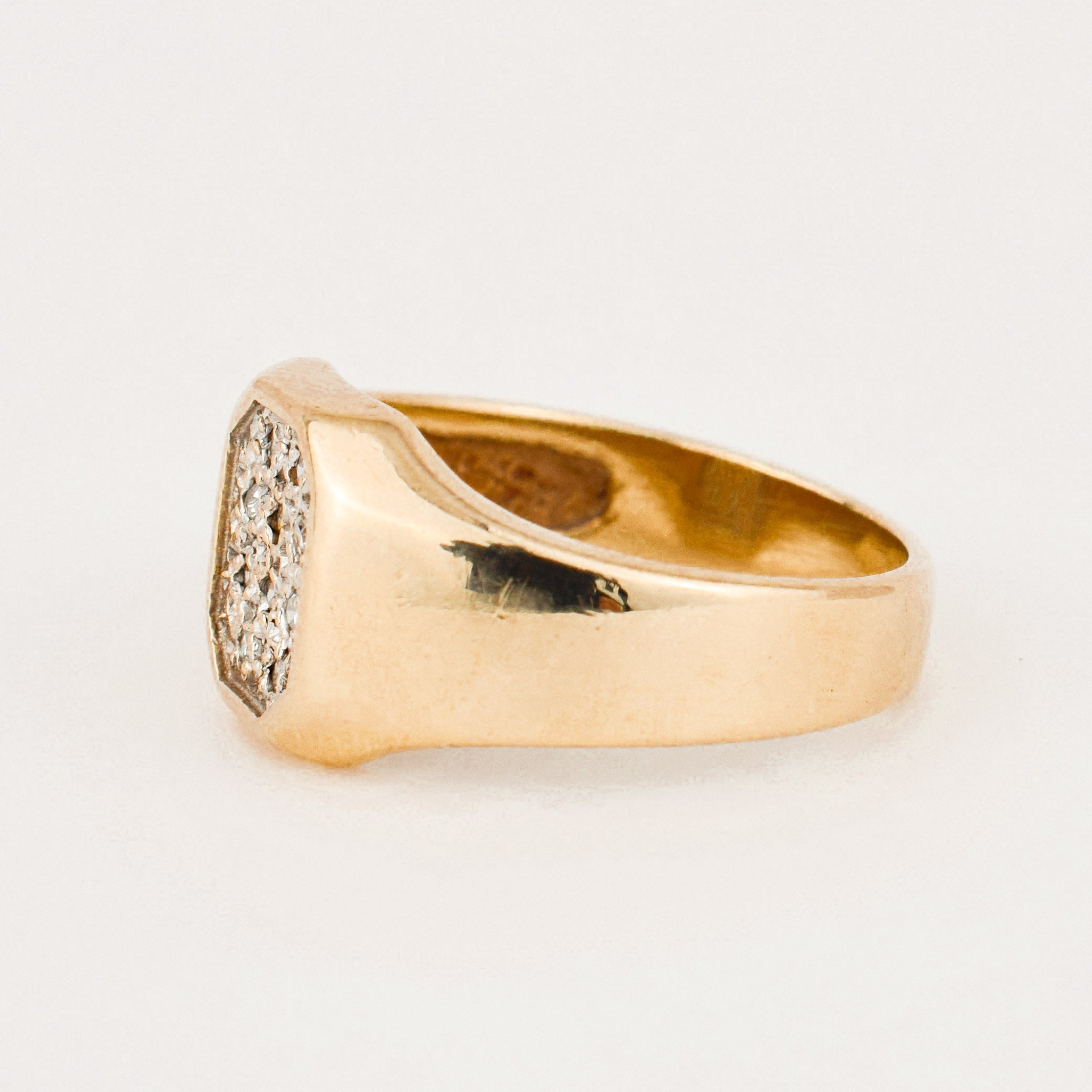 vintage gold diamond signet ring