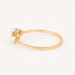 dainty vintage pearl and diamond ring