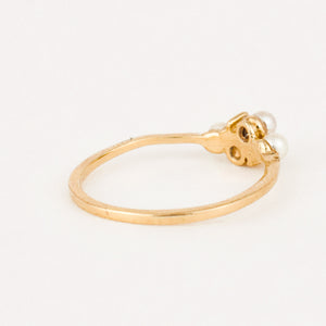 dainty vintage pearl and diamond ring