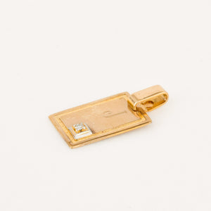 vintage gold 'j' dog tag pendant