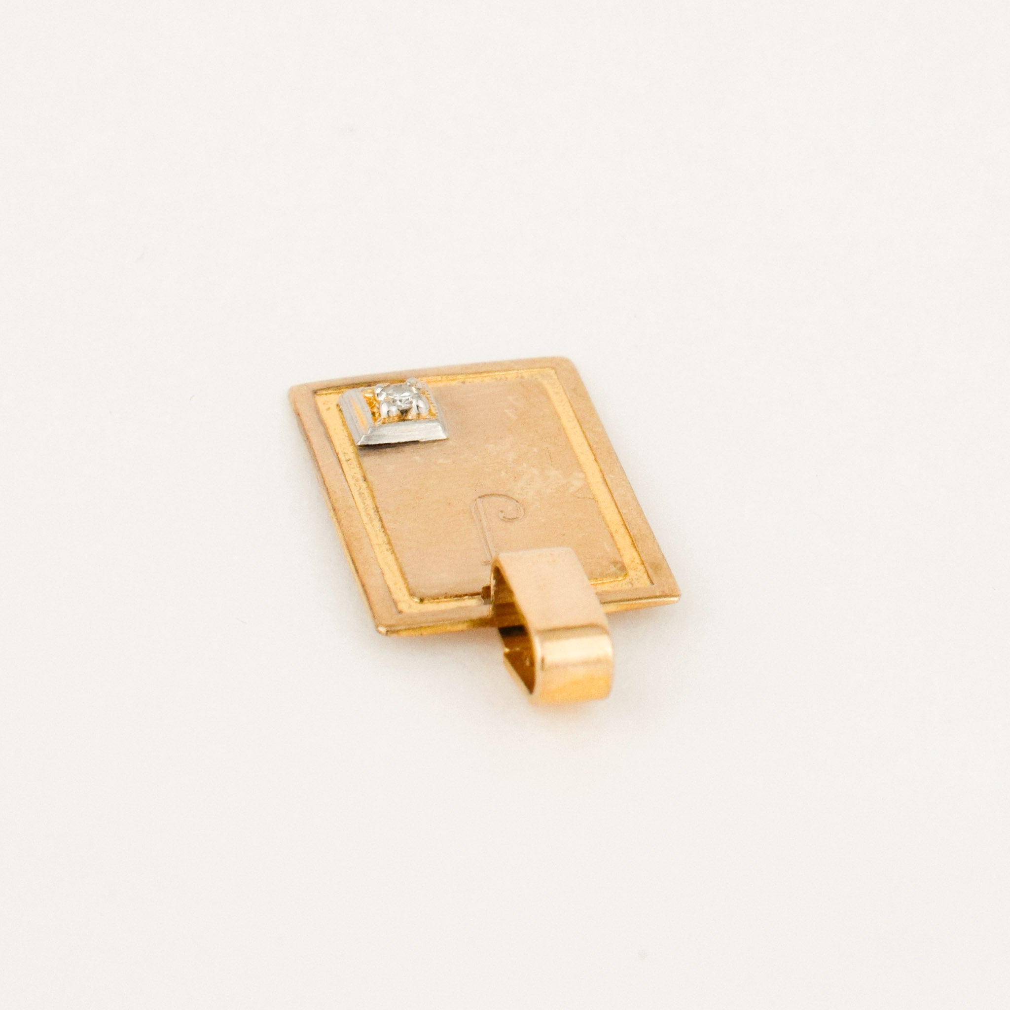 vintage gold 'j' dog tag pendant