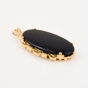 vintage gold oval onyx pendant