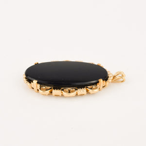 vintage gold oval onyx pendant