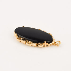 vintage gold oval onyx pendant