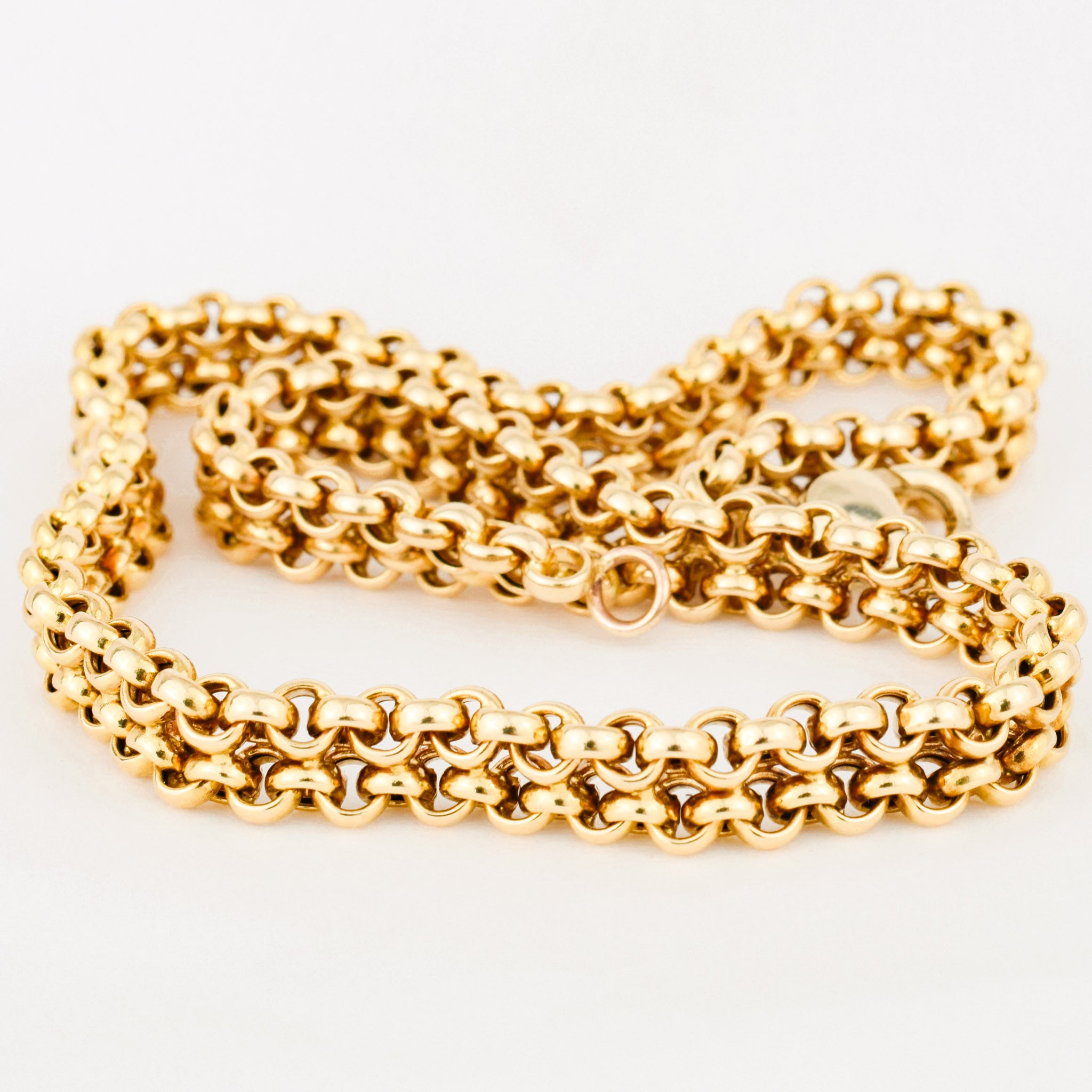 vintage 3-d rolo gold chain necklace