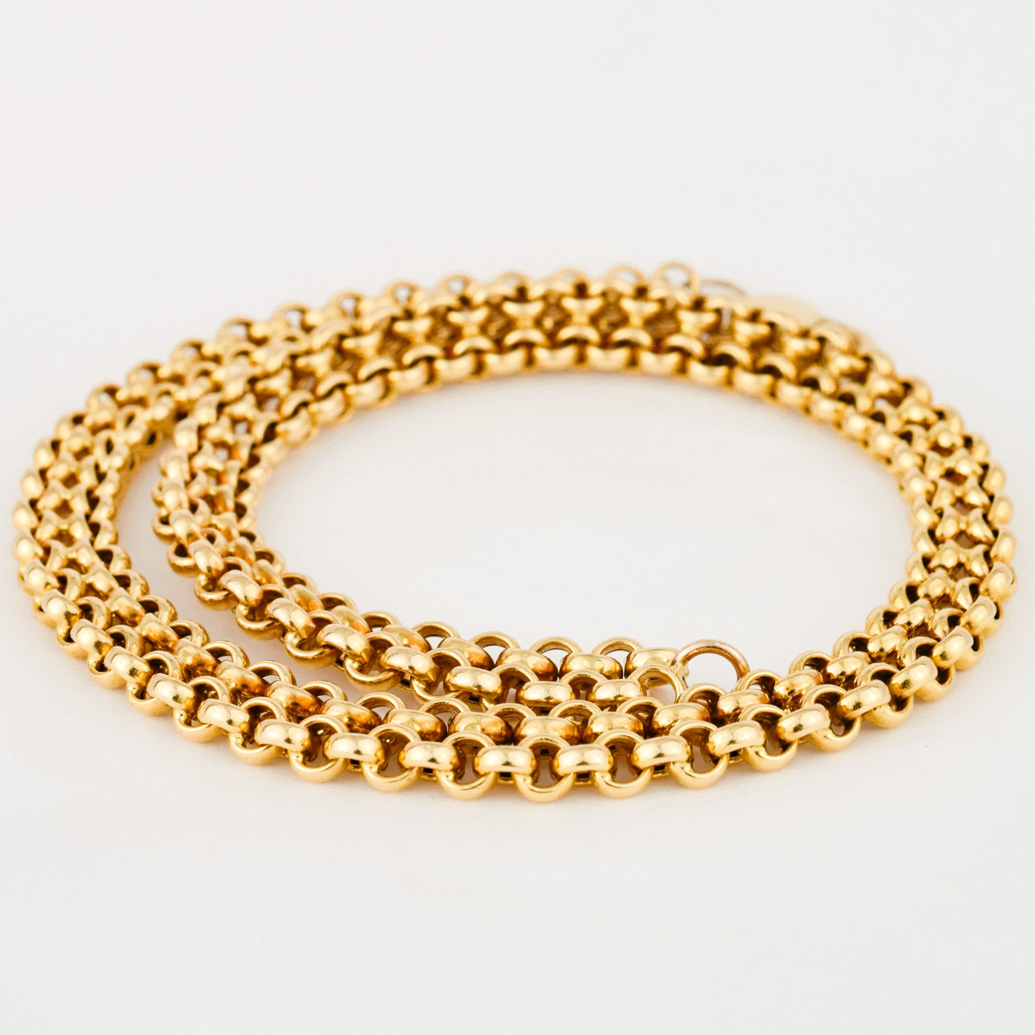 vintage 3-d rolo gold chain necklace