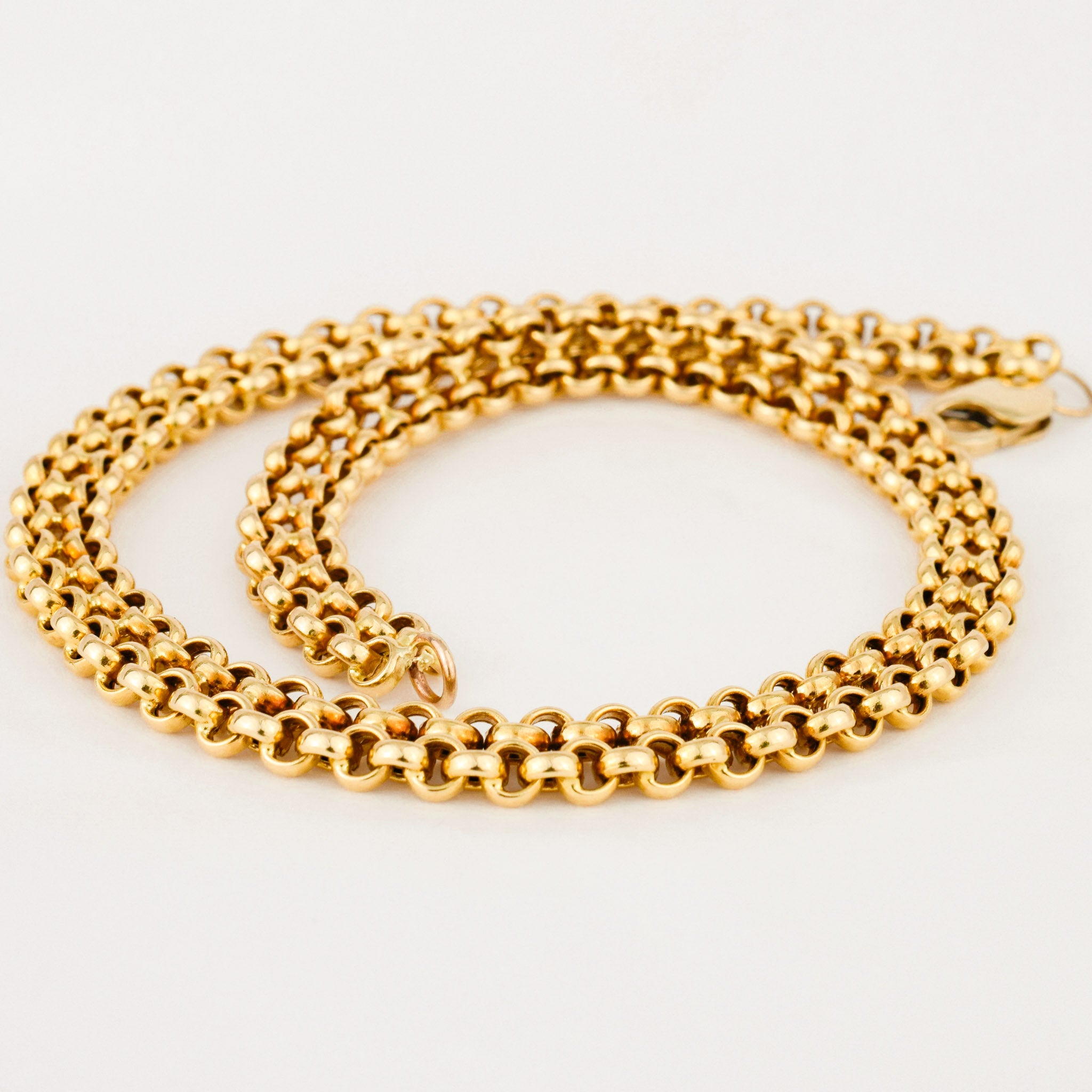 vintage 3-d rolo gold chain necklace