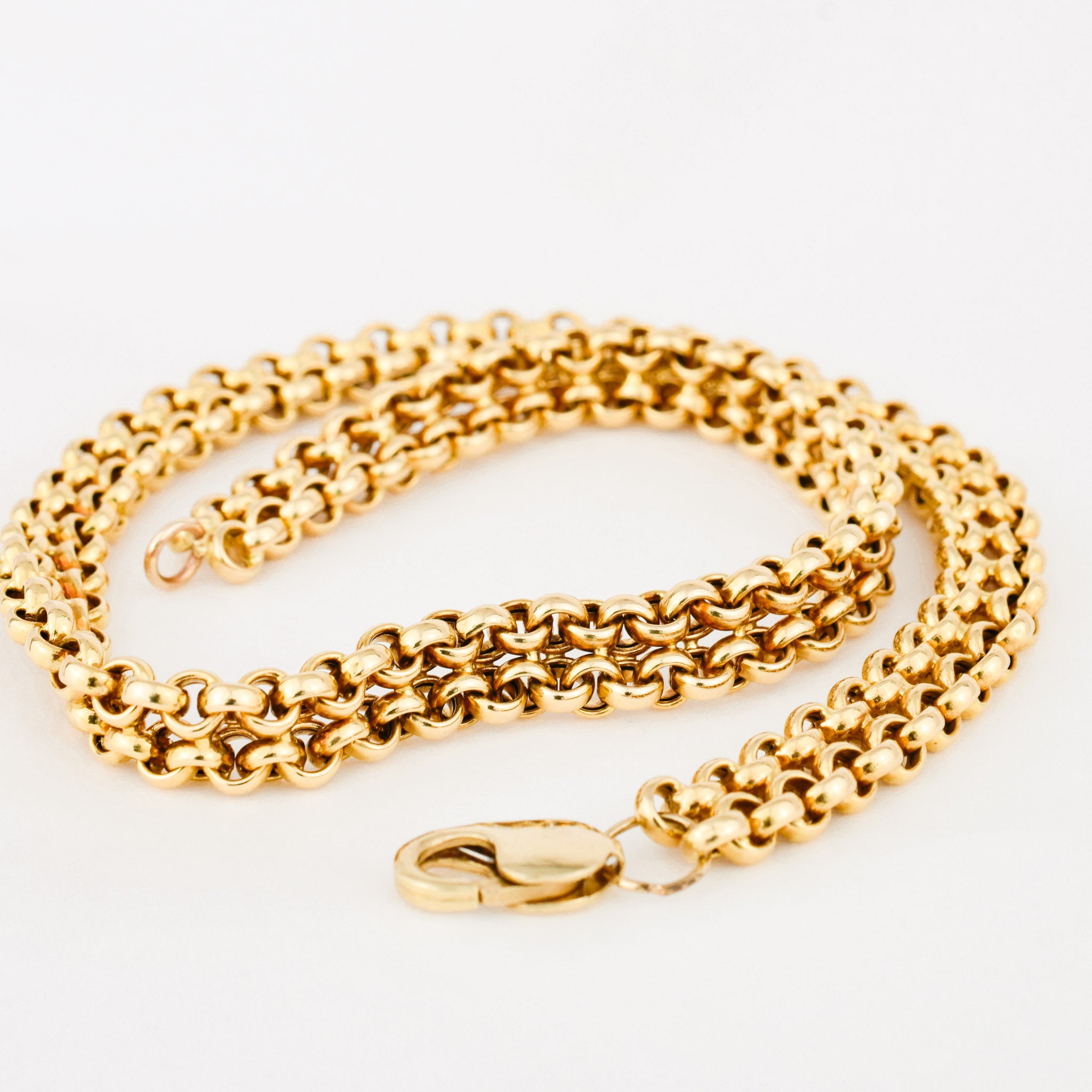 vintage 3-d rolo gold chain necklace