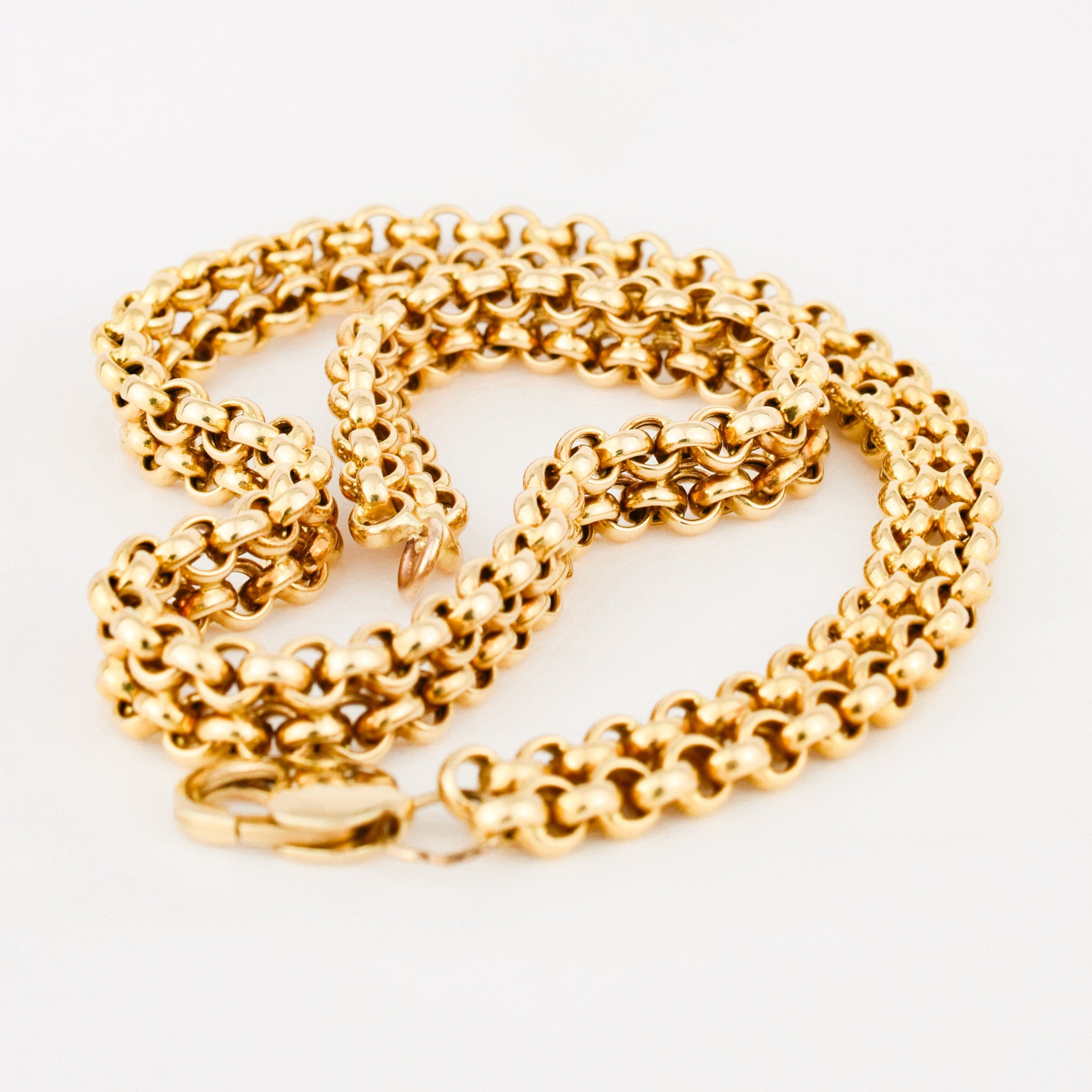 vintage 3-d rolo gold chain necklace