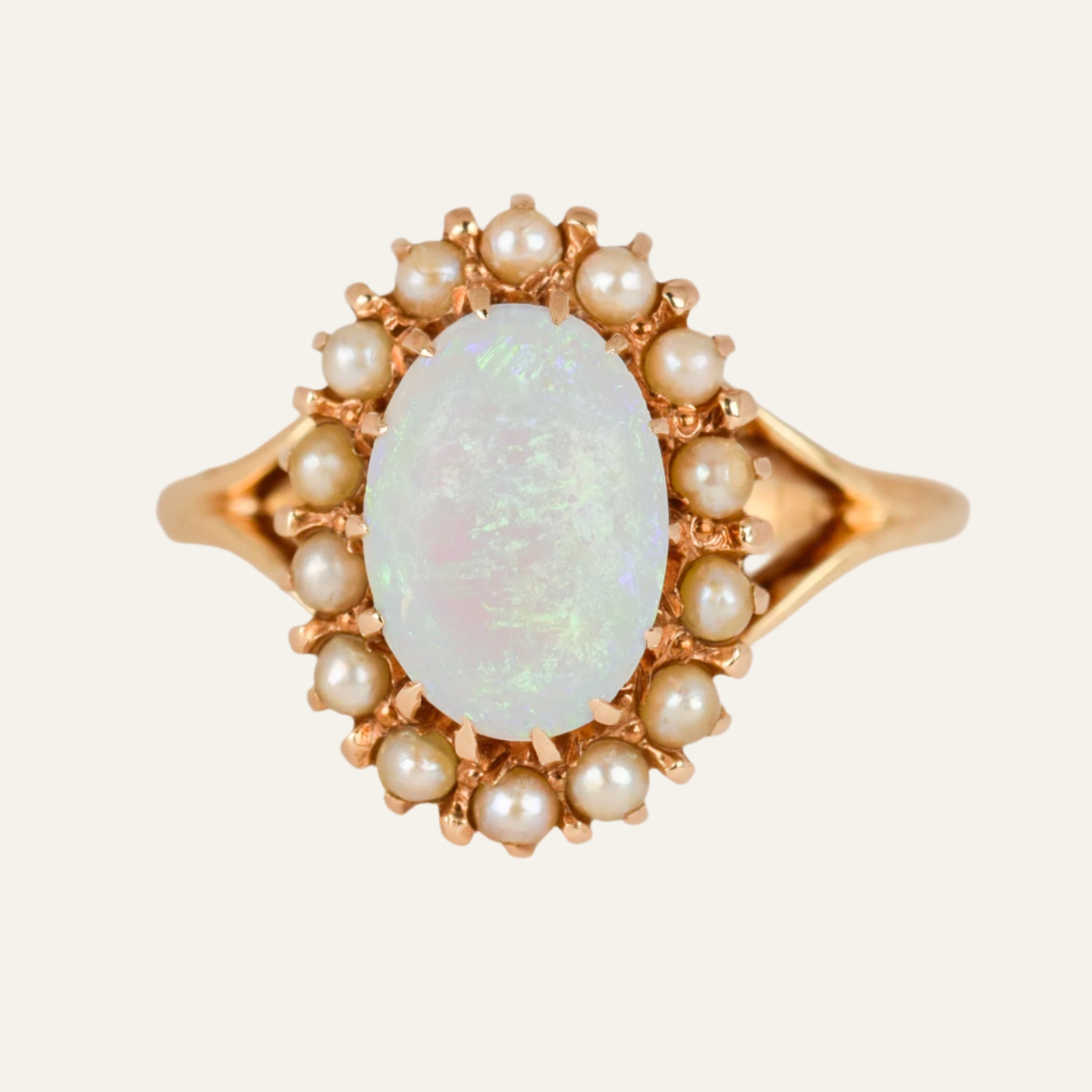 Opal and Seed Pearl Ring