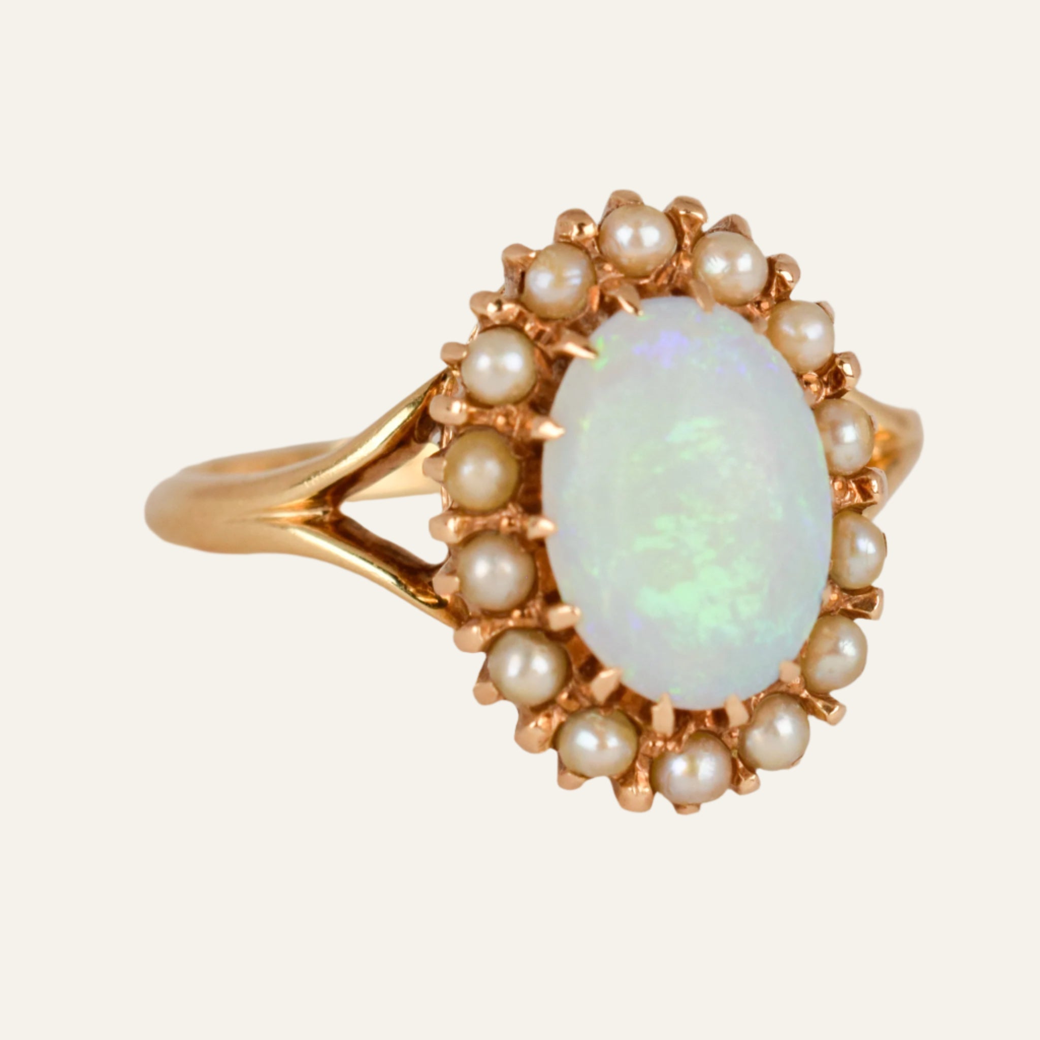 Opal and Seed Pearl Ring
