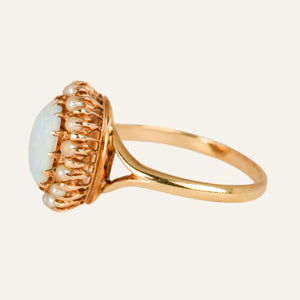 Opal and Seed Pearl Ring