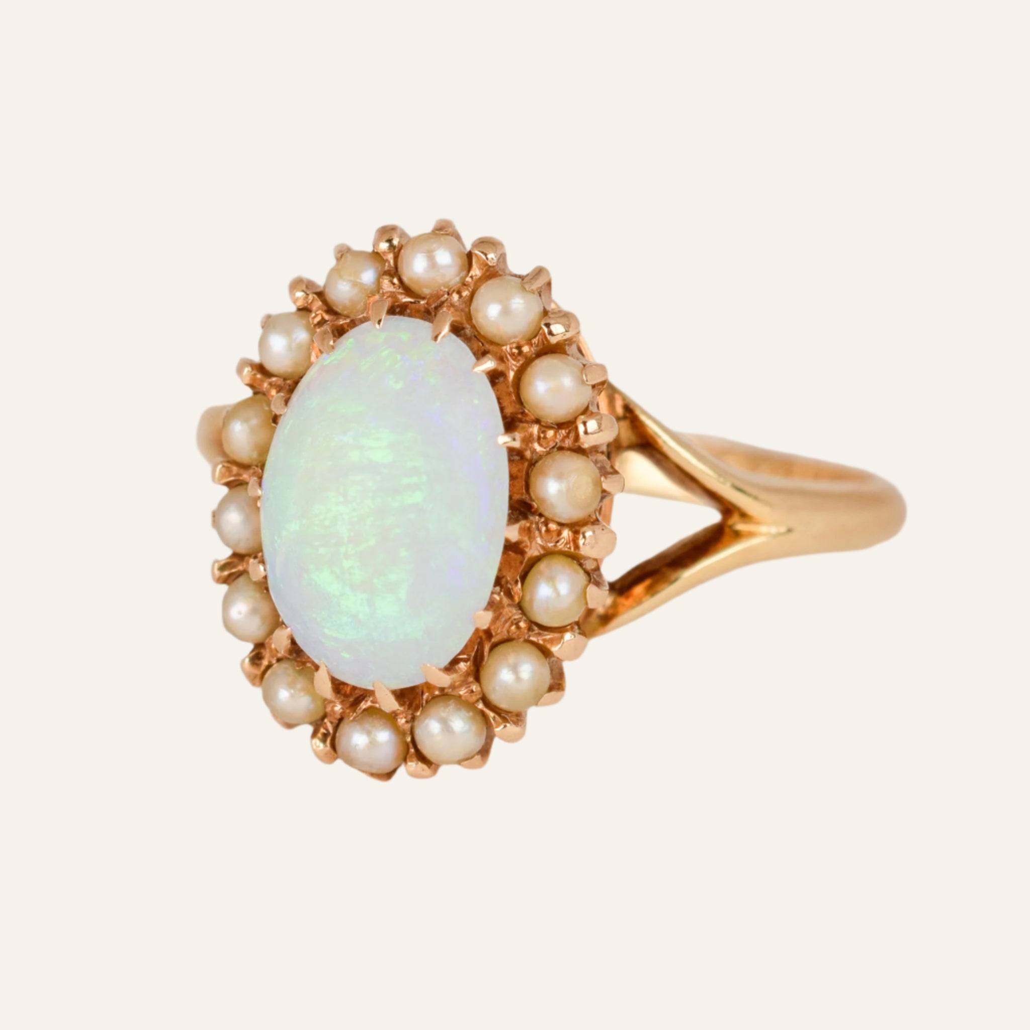 Opal and Seed Pearl Ring
