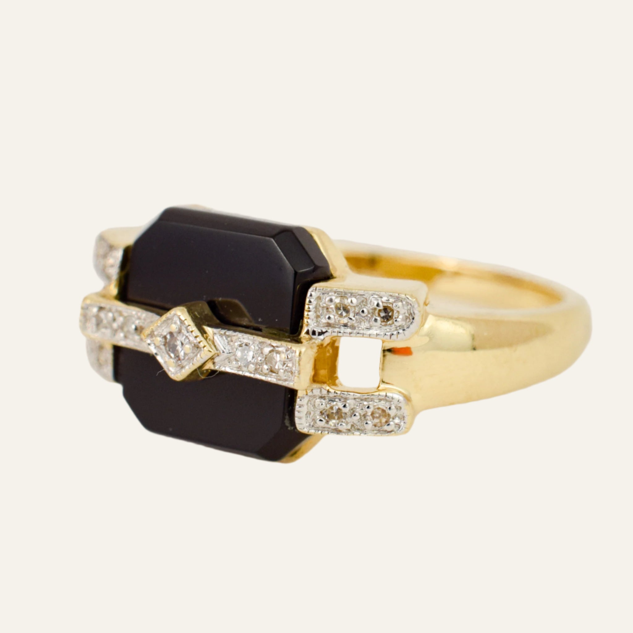 Onyx and Diamond Ring
