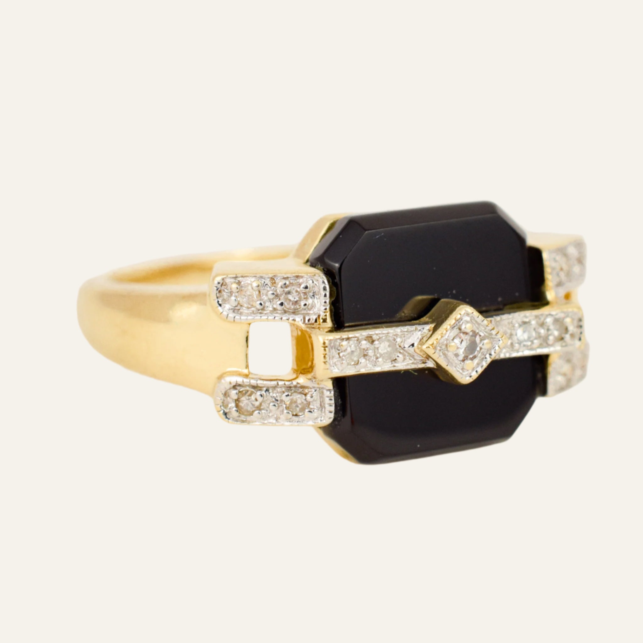 Onyx and Diamond Ring