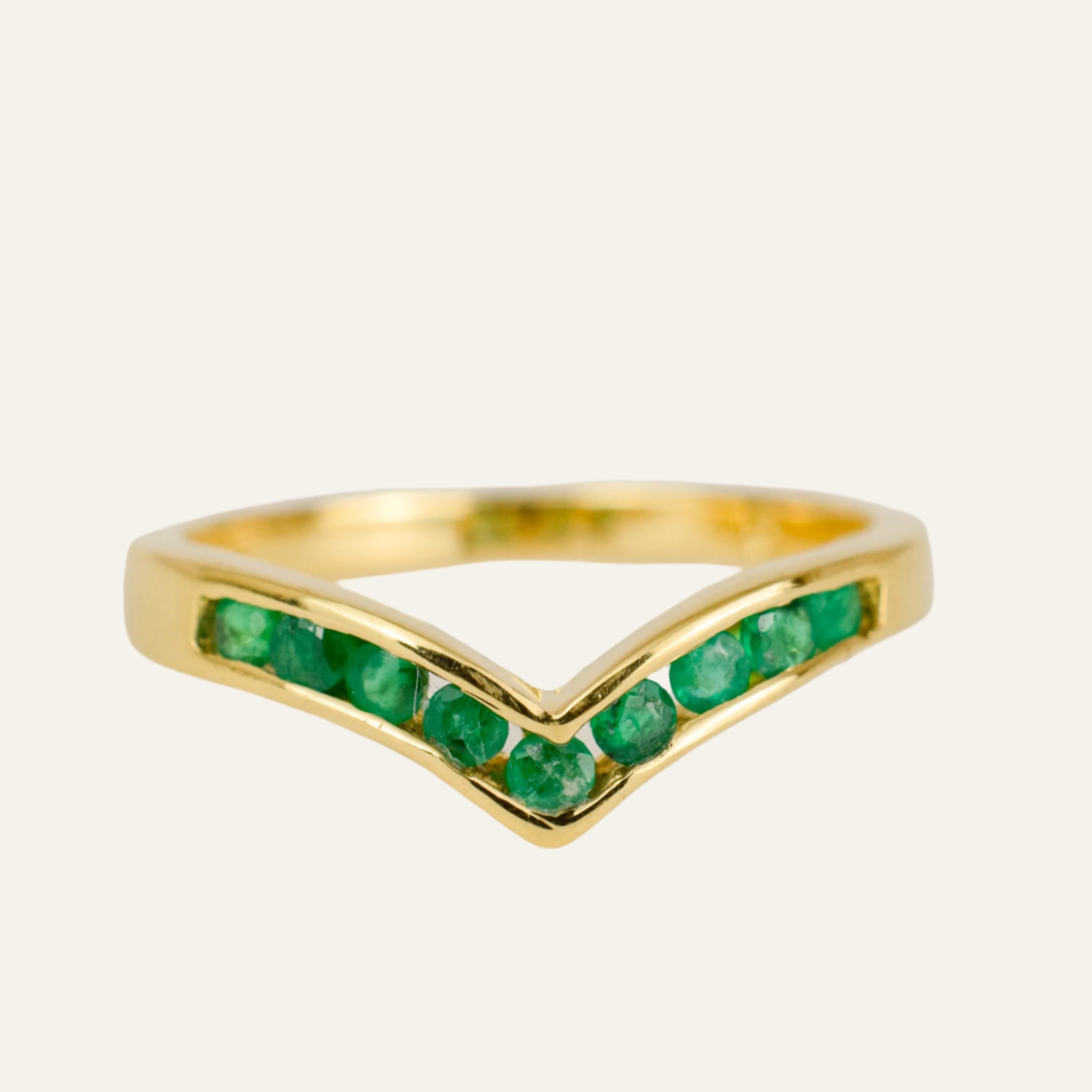 Emerald Wishbone Ring