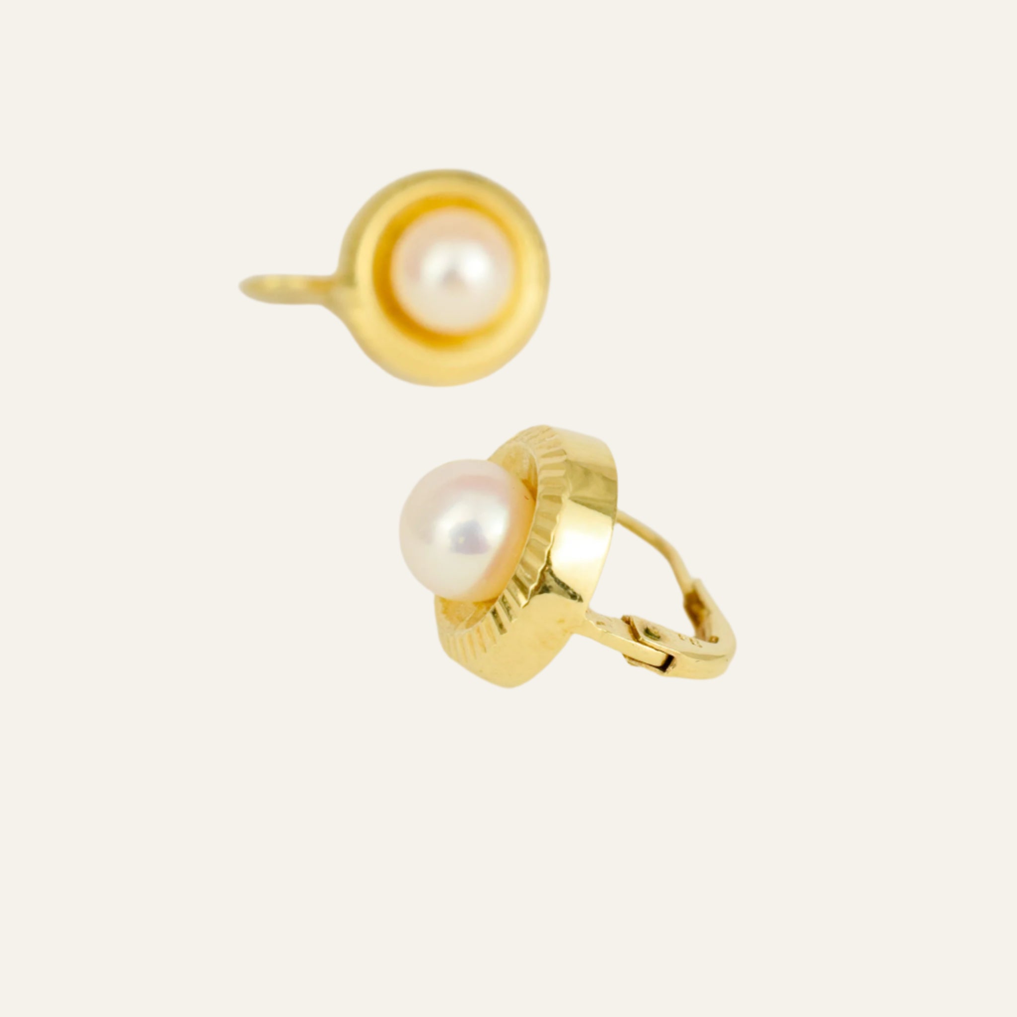 Pearl Gold Drop Hoops