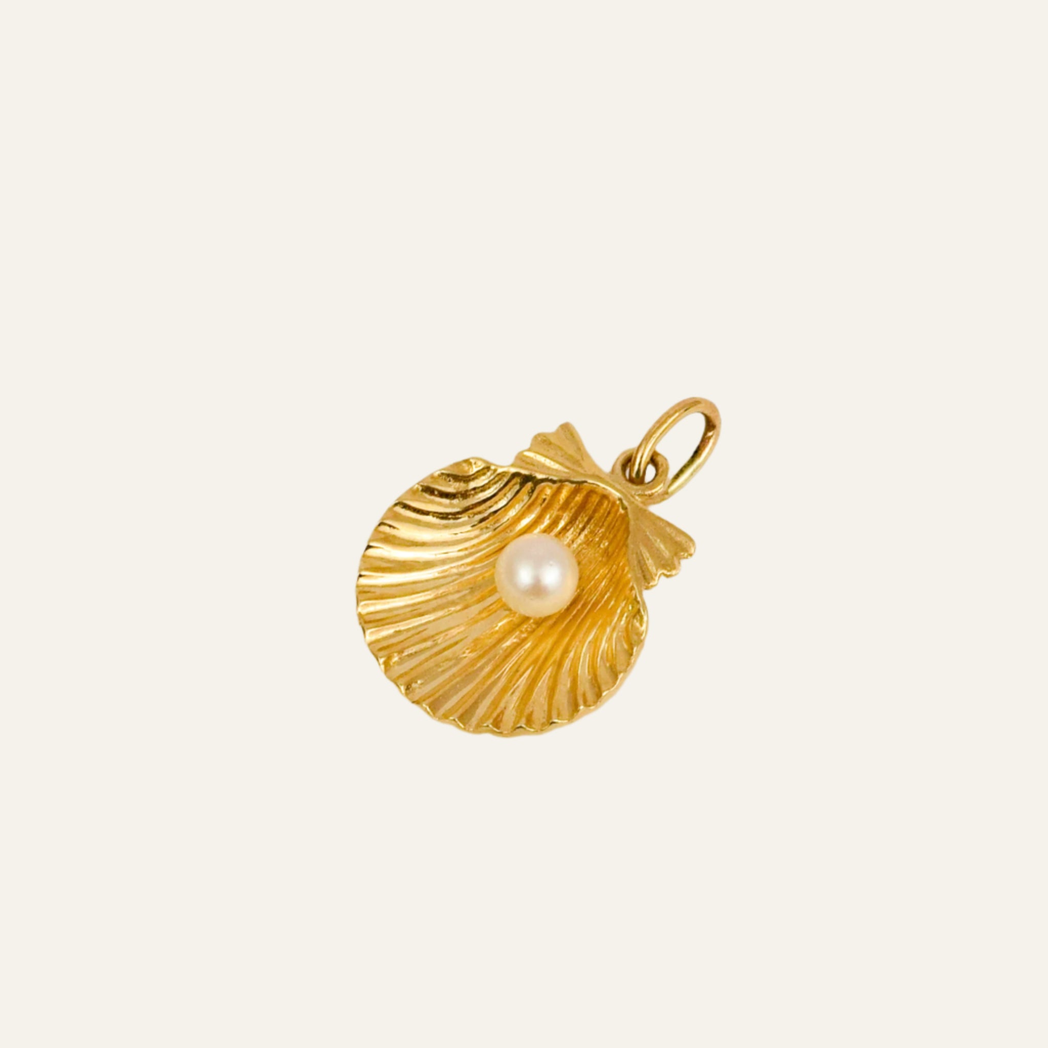 Gold Oyster and Pearl Pendant