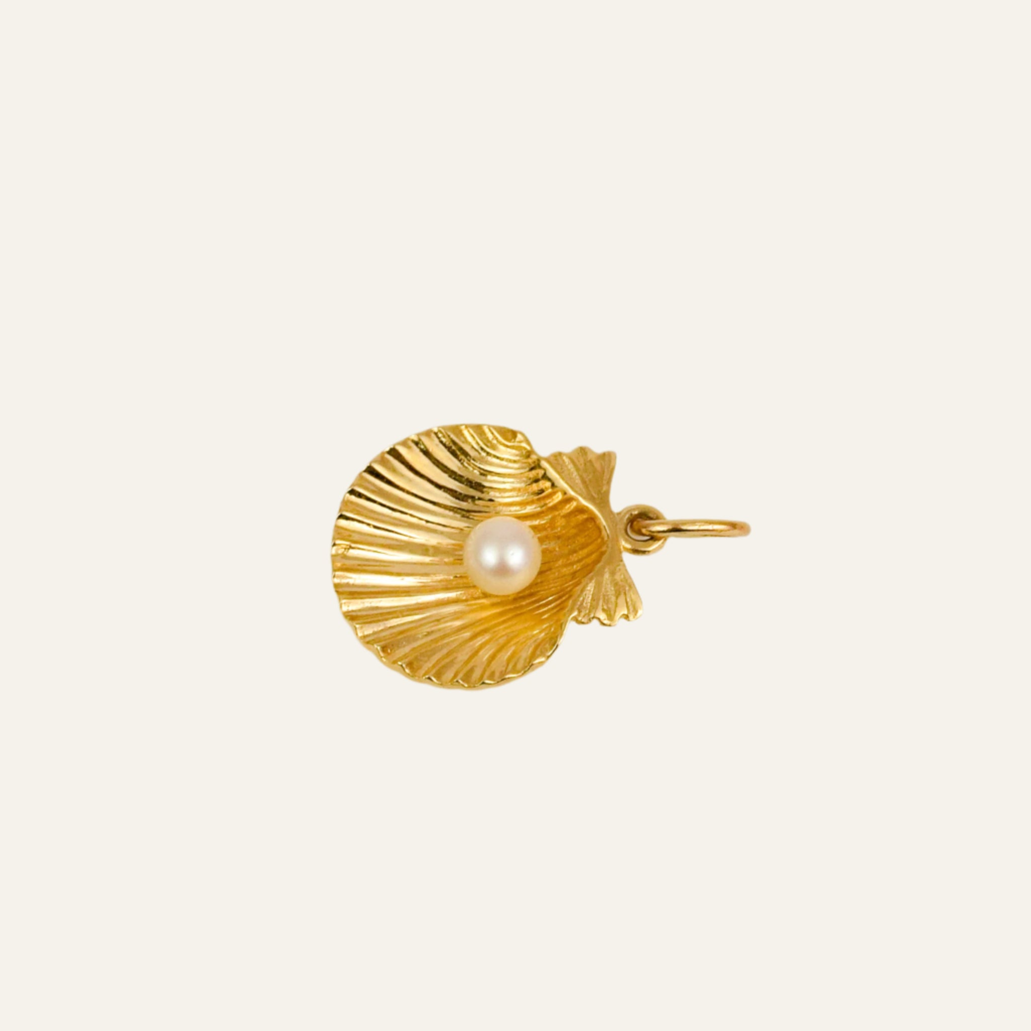 Gold Oyster and Pearl Pendant