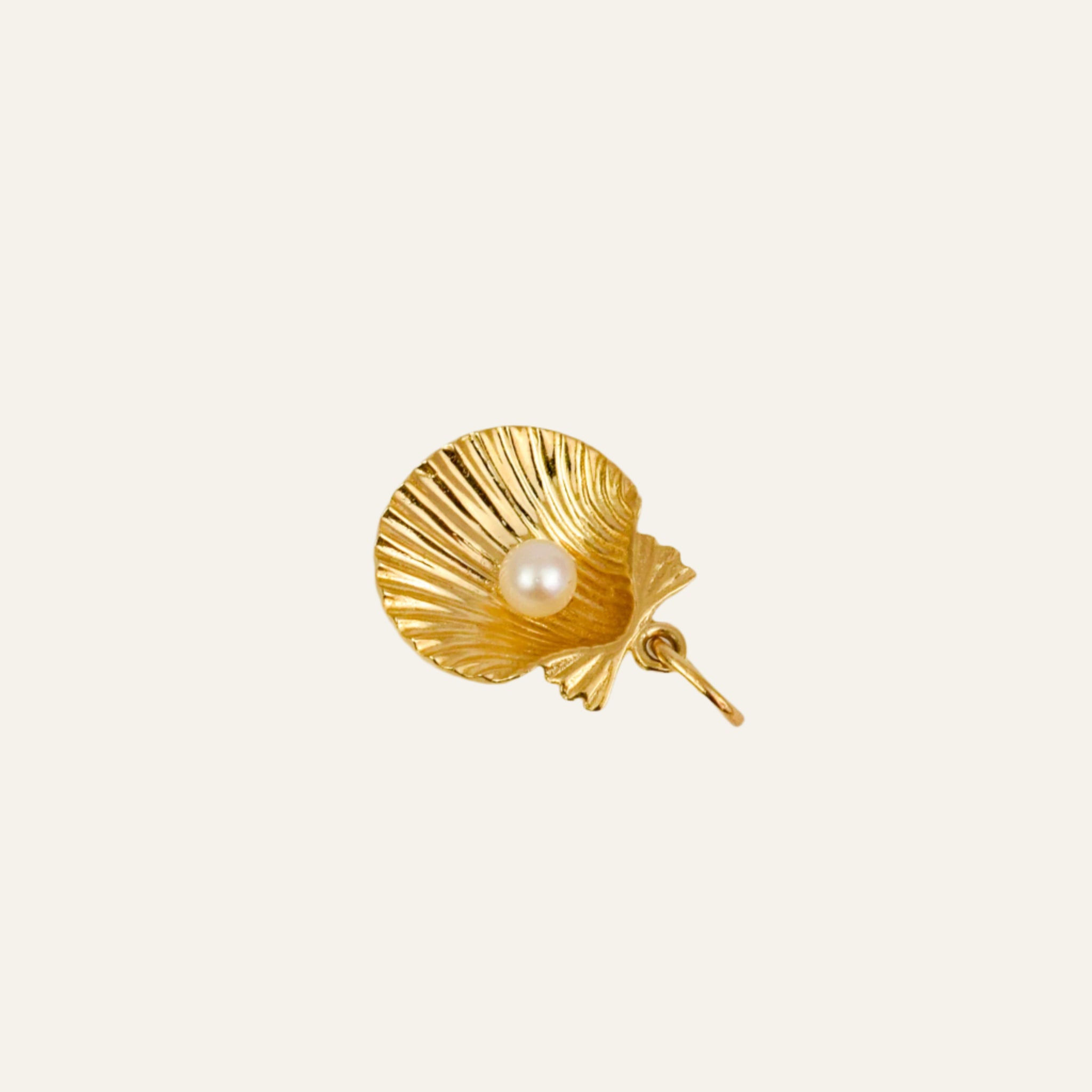 Gold Oyster and Pearl Pendant