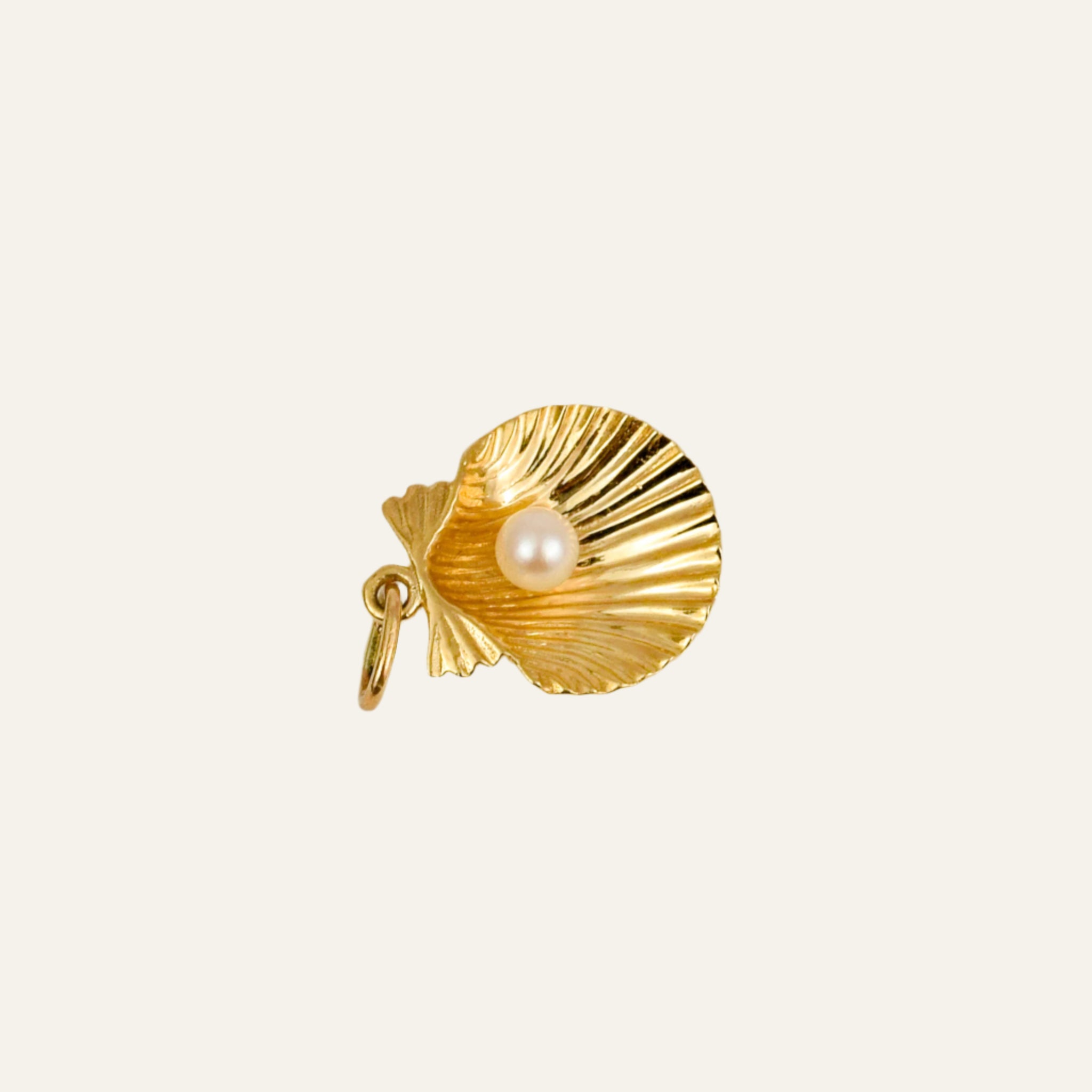 Gold Oyster and Pearl Pendant