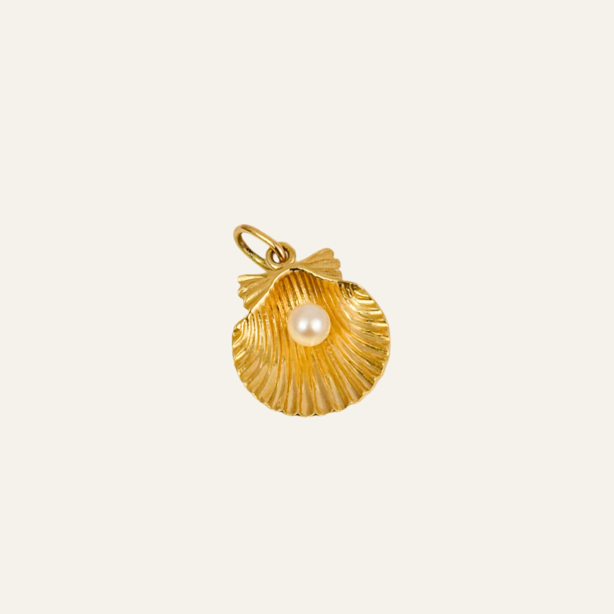 Gold Oyster and Pearl Pendant