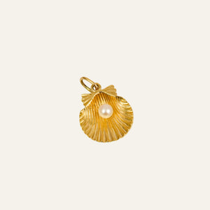Gold Oyster and Pearl Pendant