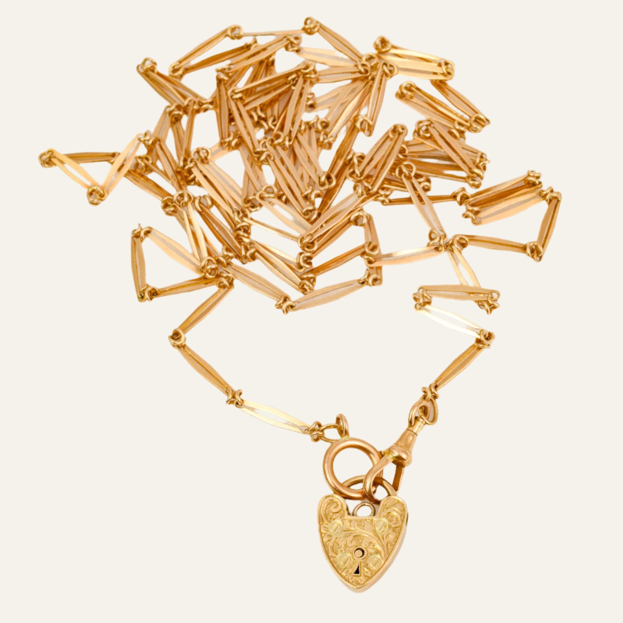 60in Antique Victorian Chain with Heart Clasp