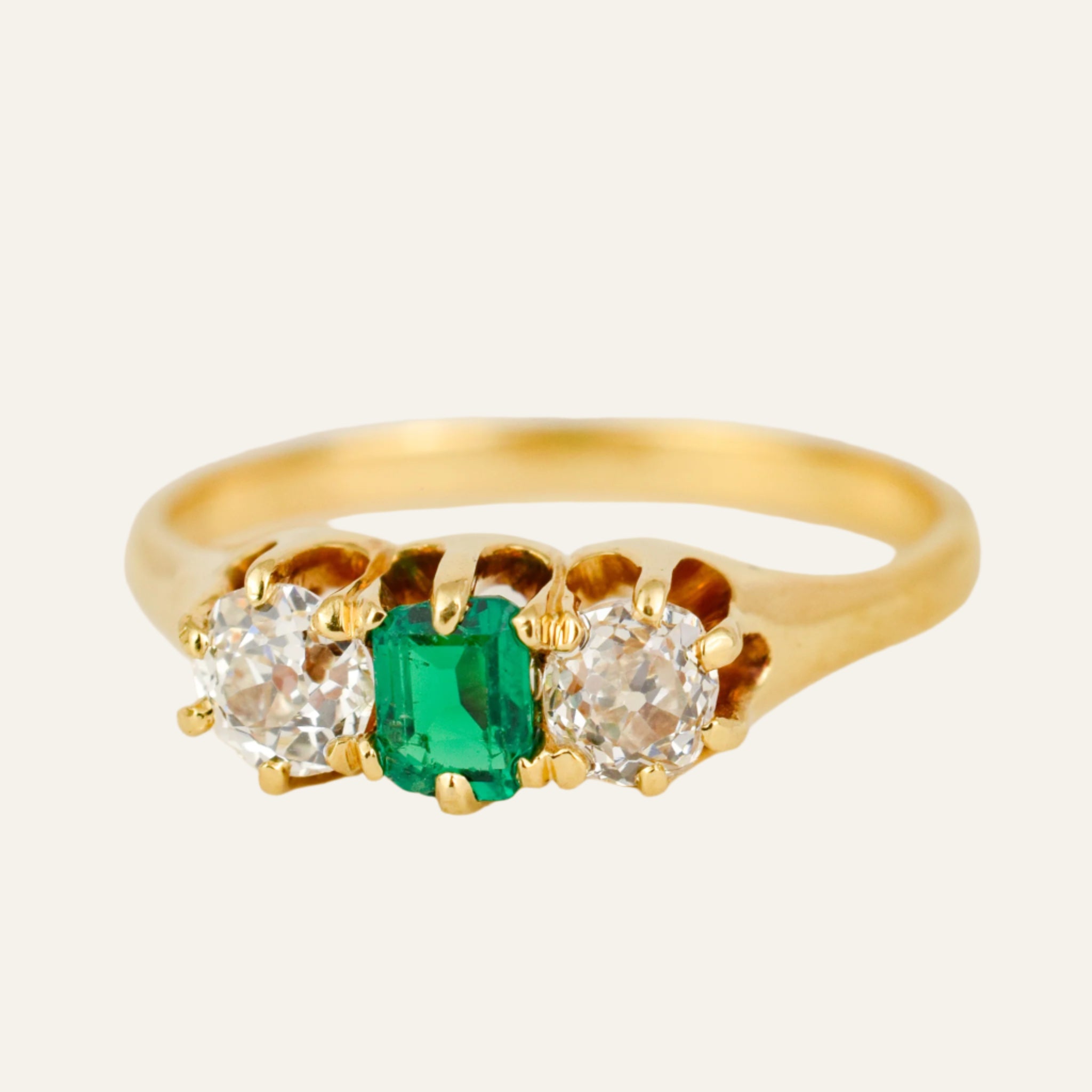 Emerald and Diamond Trilogy Ring