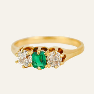 Emerald and Diamond Trilogy Ring