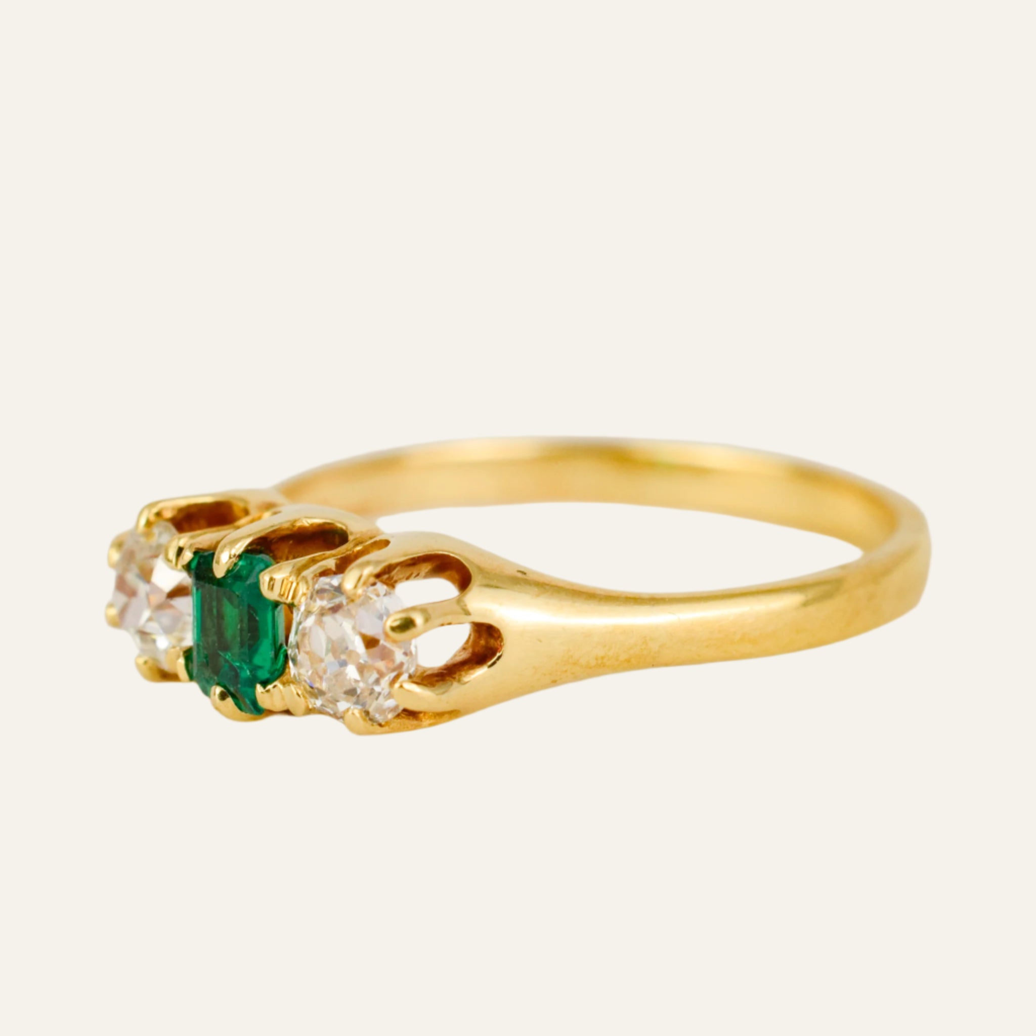 Emerald and Diamond Trilogy Ring