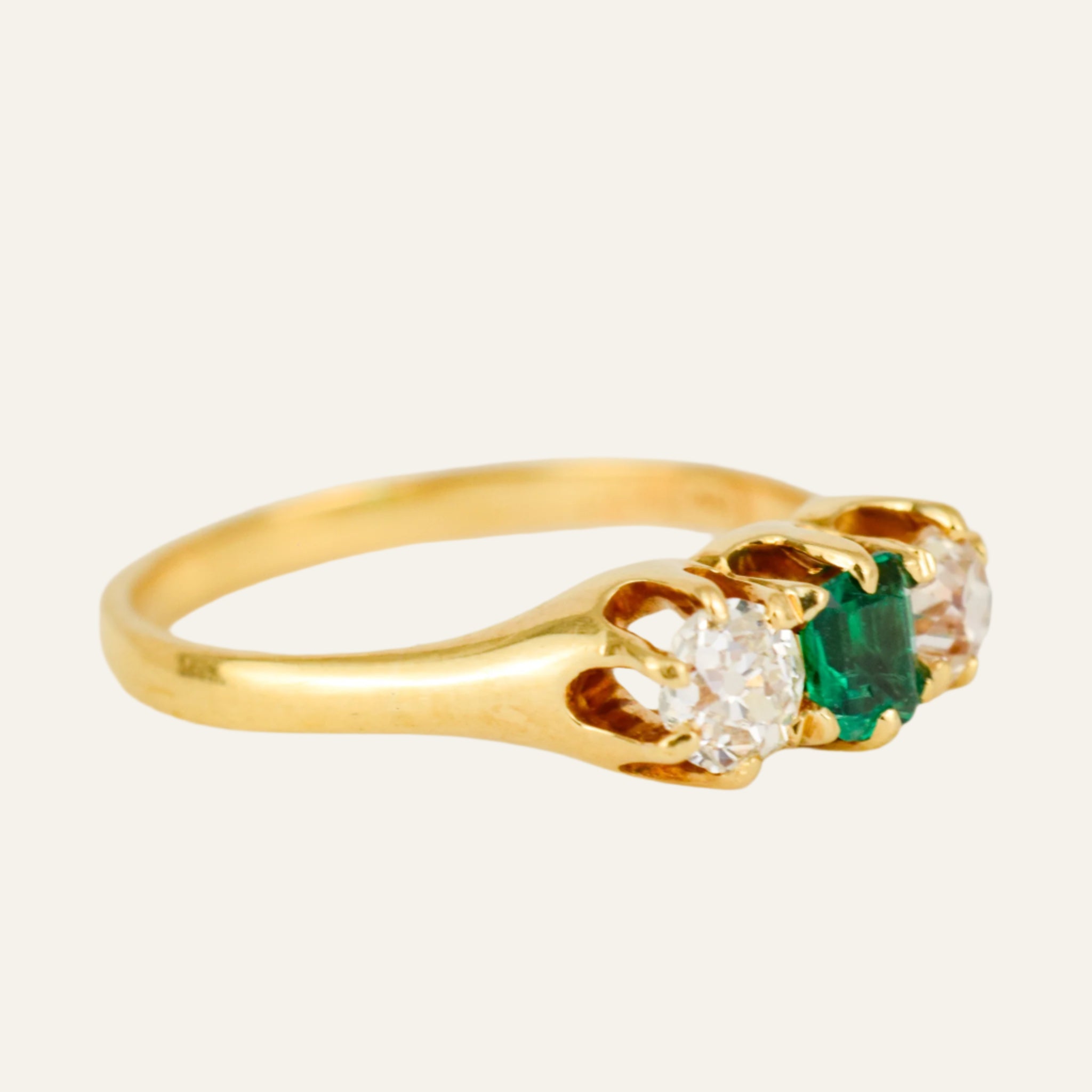 Emerald and Diamond Trilogy Ring
