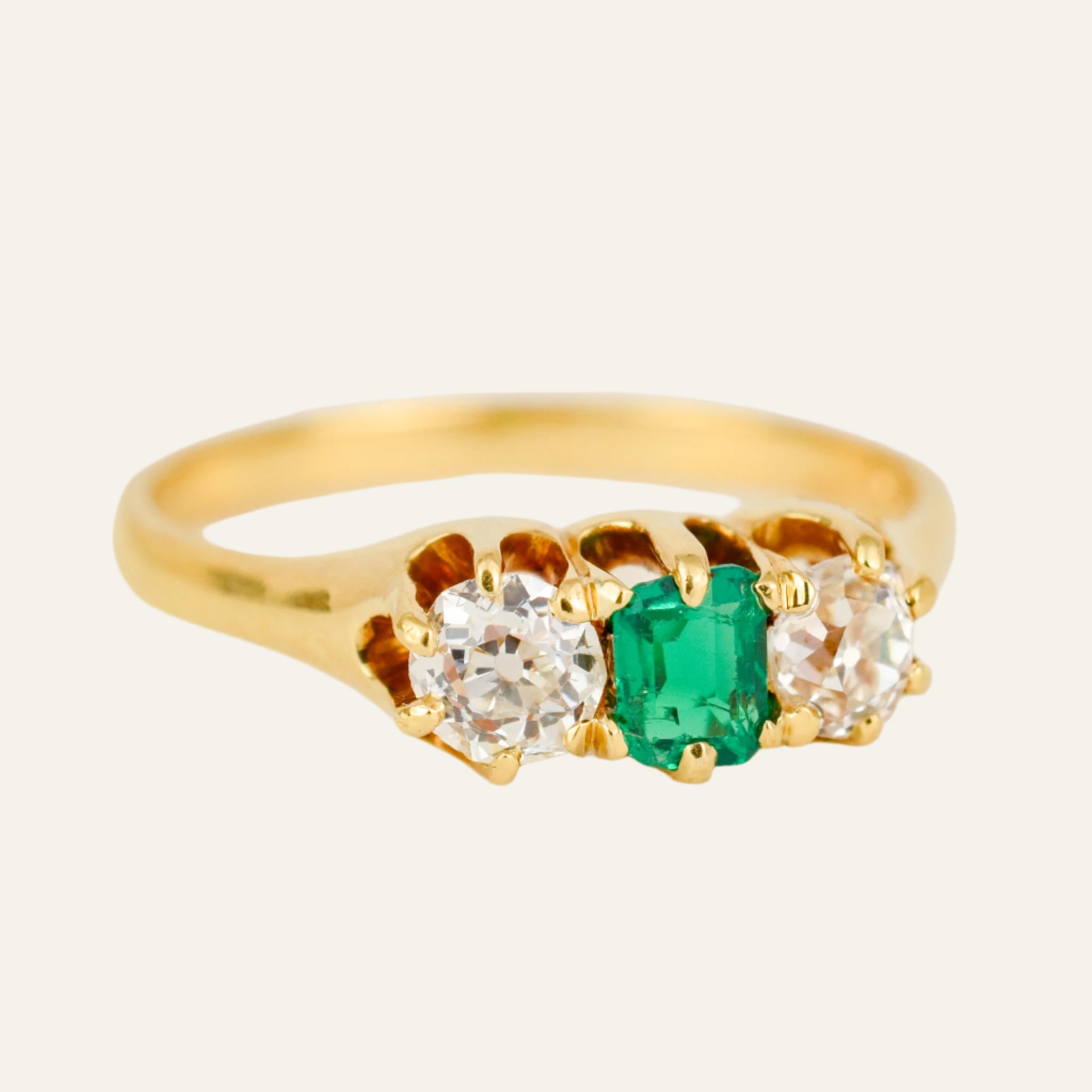 Emerald and Diamond Trilogy Ring