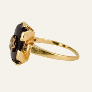 Rectangular Onyx and Seed Pearl Ring