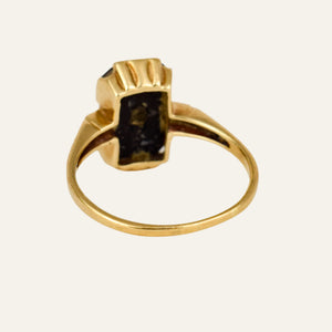 Rectangular Onyx and Seed Pearl Ring