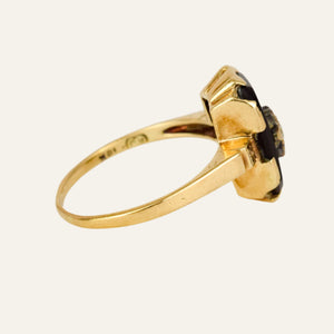 Rectangular Onyx and Seed Pearl Ring
