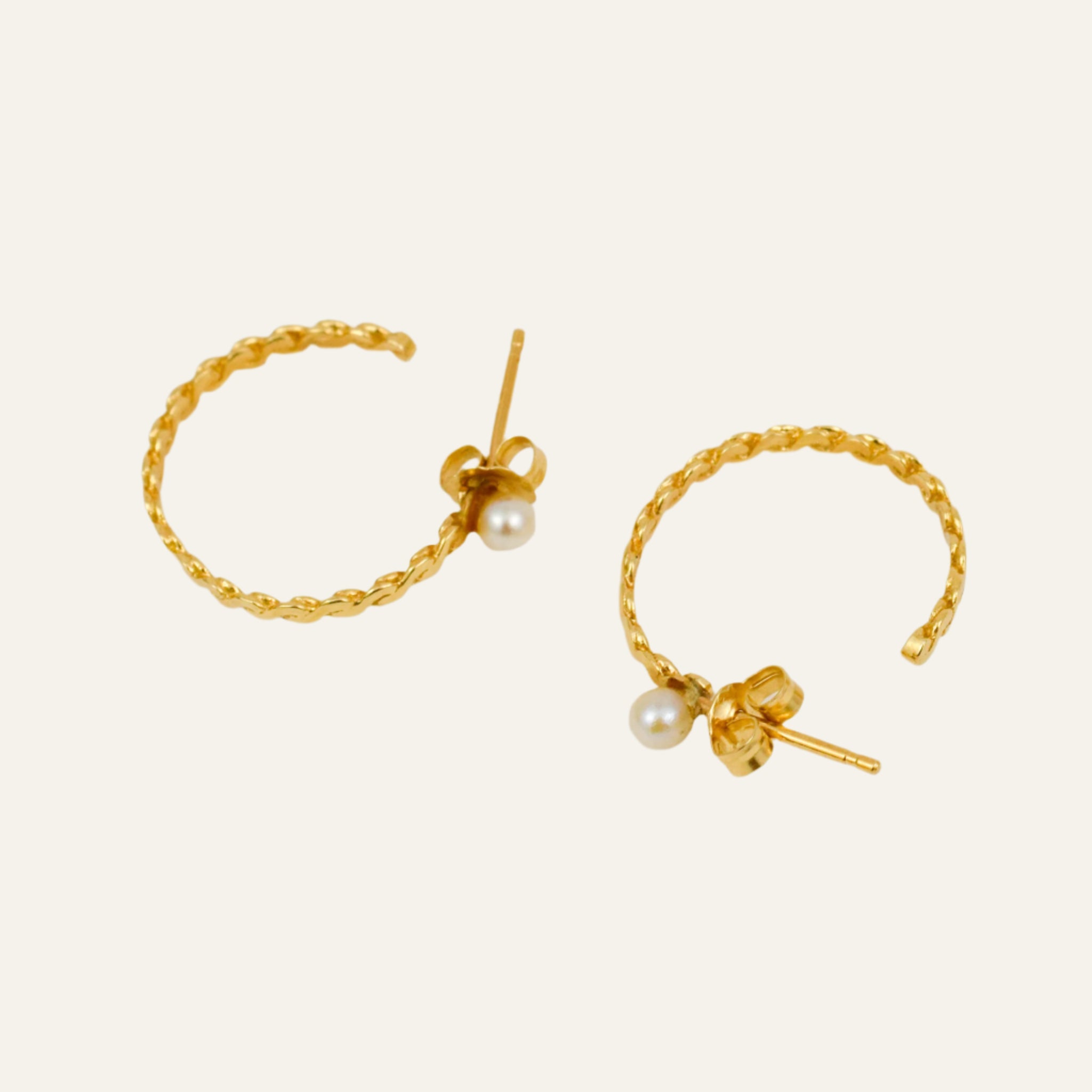 Twist Hoops with Accent Pearl