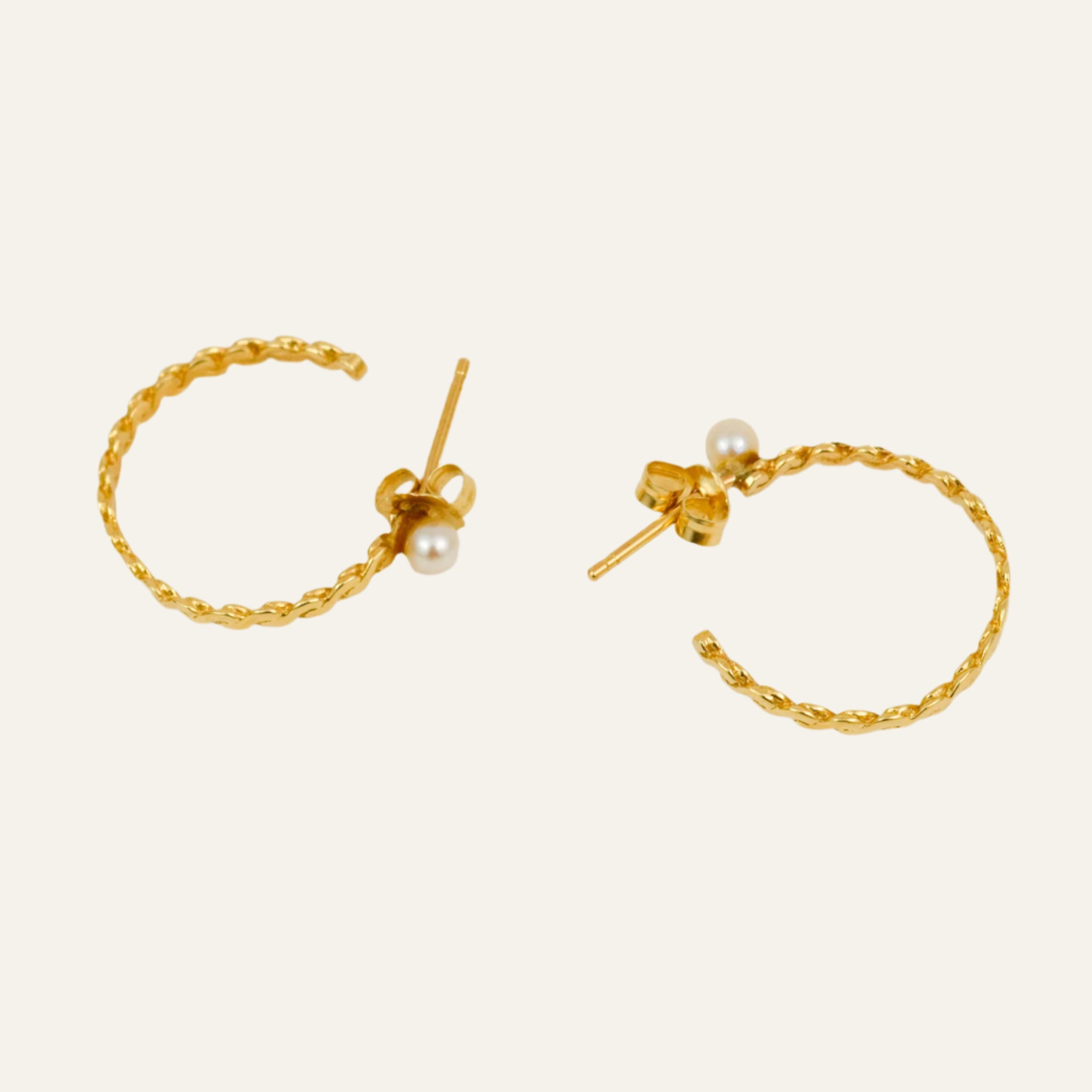 Twist Hoops with Accent Pearl