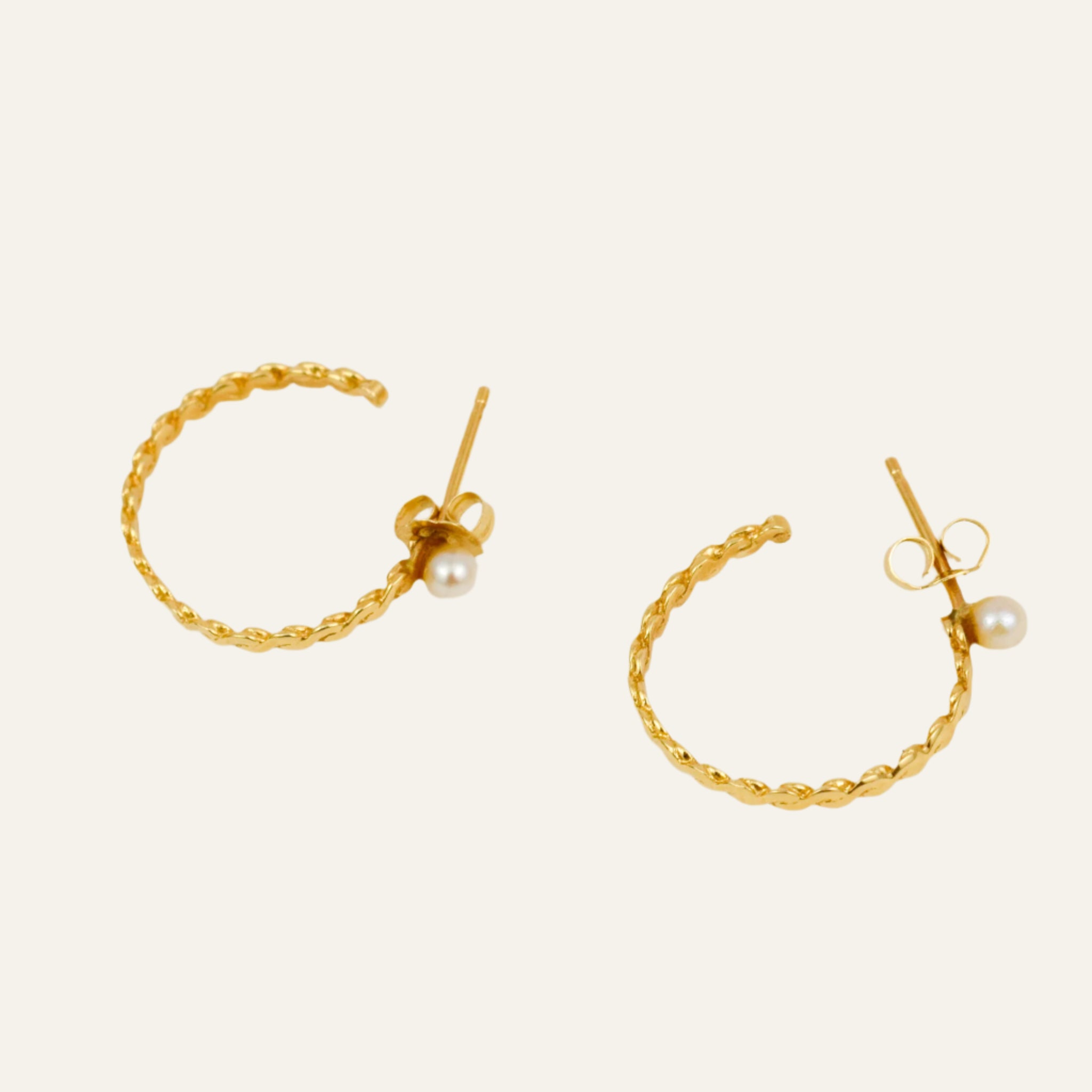 Twist Hoops with Accent Pearl