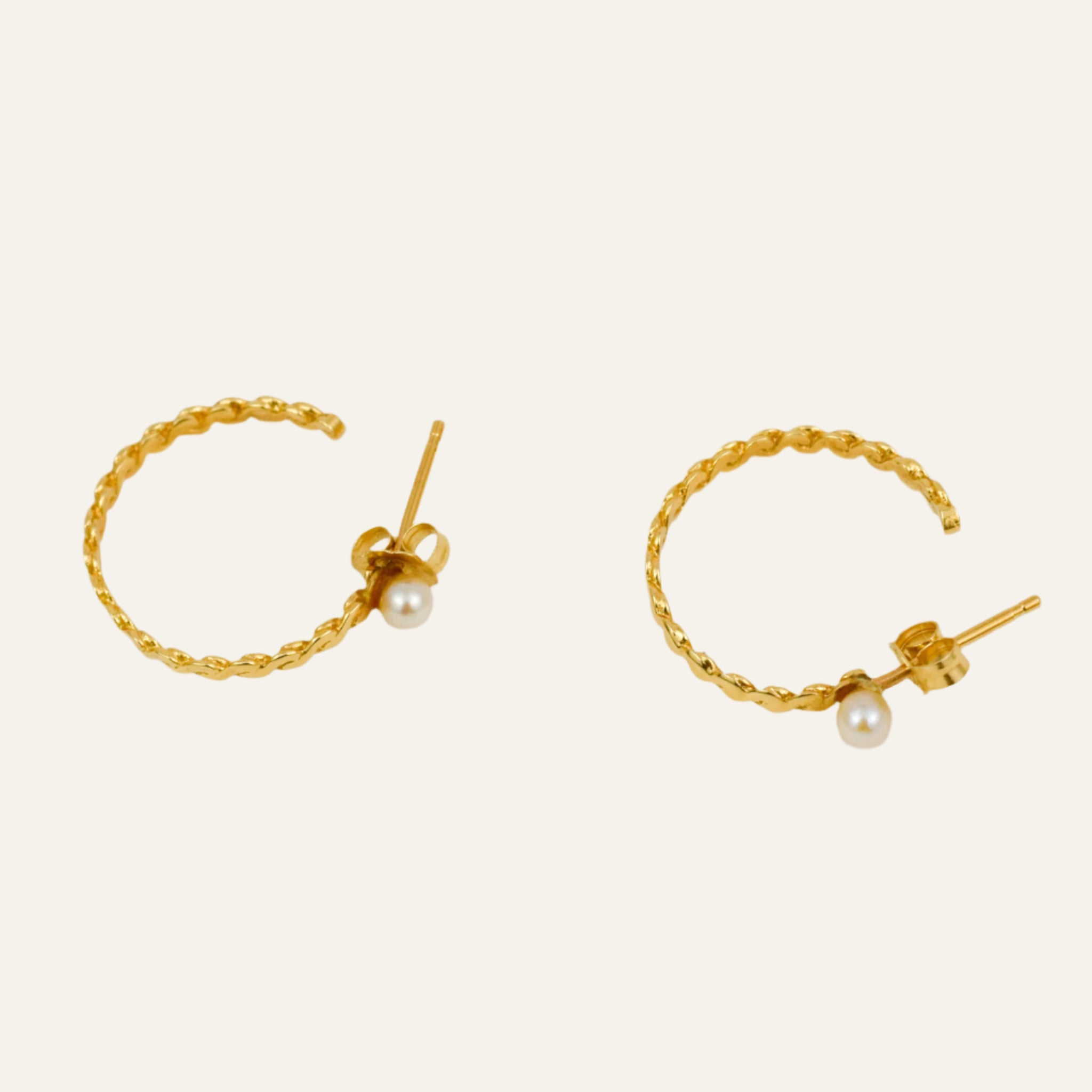 Twist Hoops with Accent Pearl