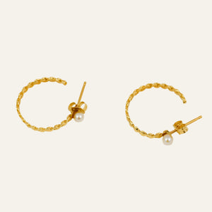 Twist Hoops with Accent Pearl