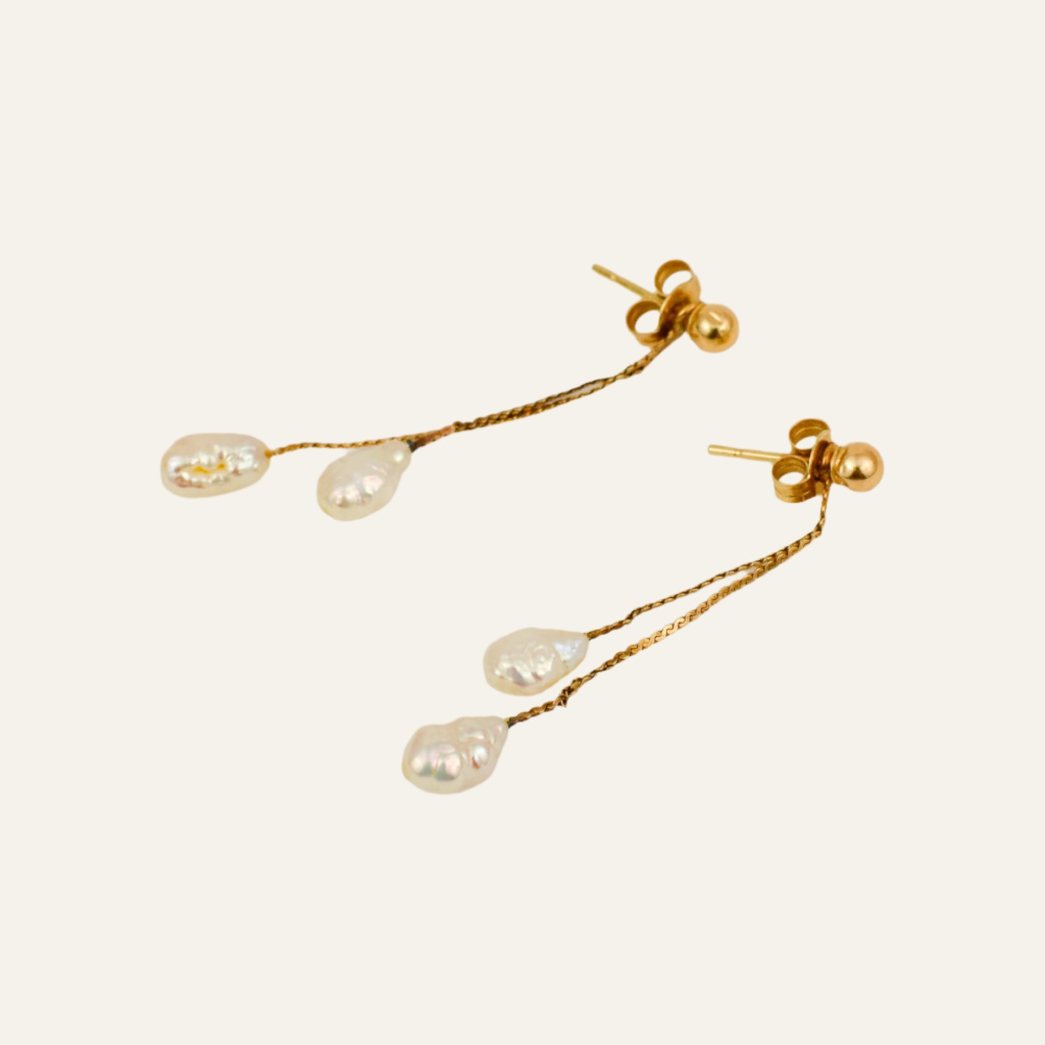 Dangling Seed Pearl Studs
