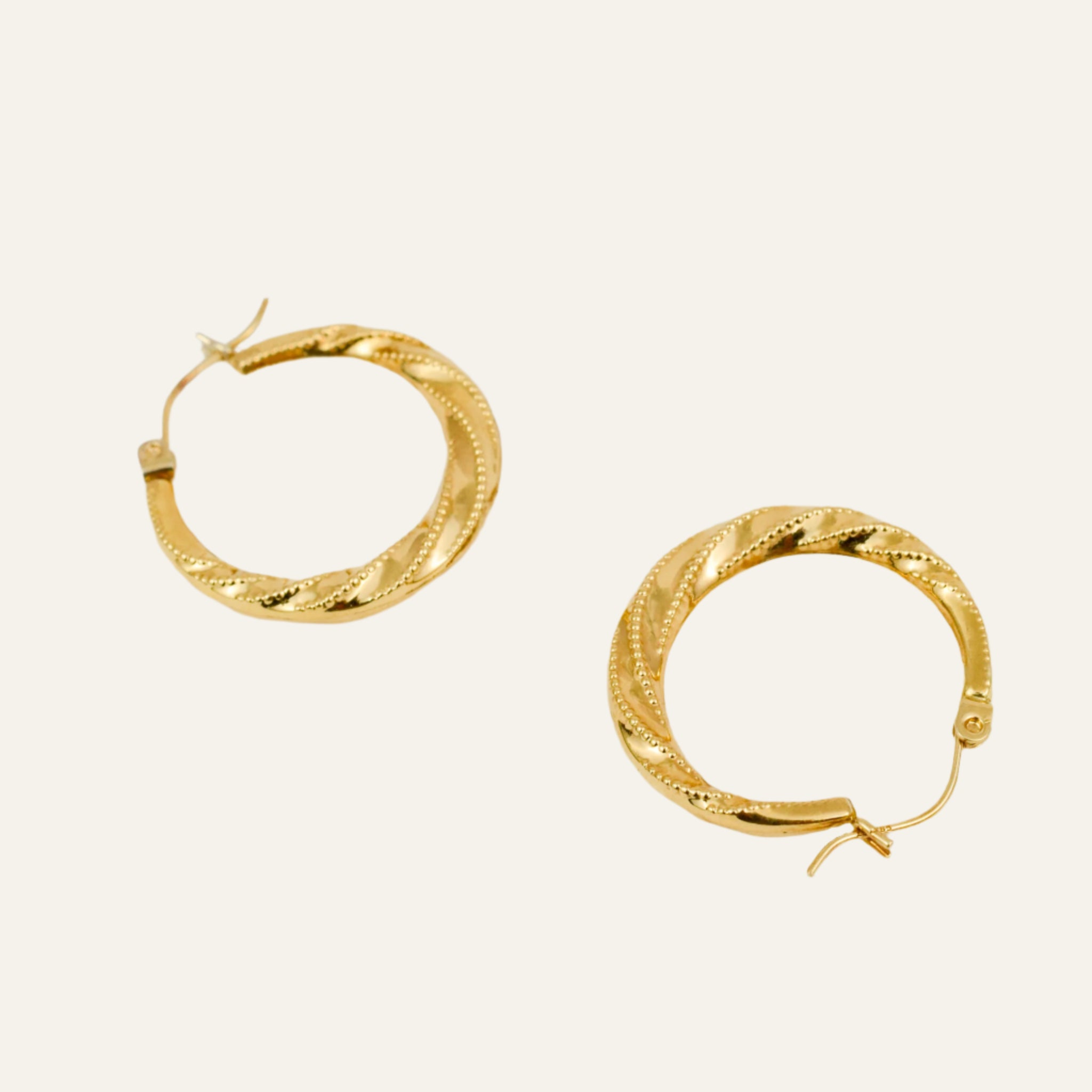 24mm Beaded Twist Hoops